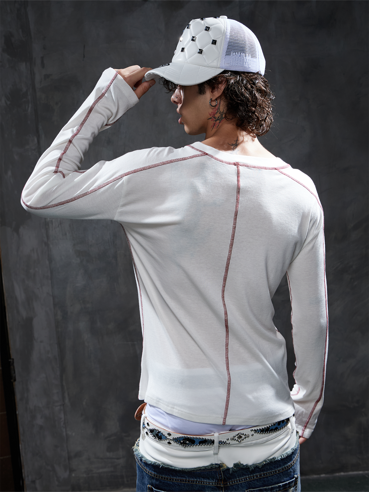 DND4DES Opium Graphic Slim Wool-Blend Long-Sleeve Tee