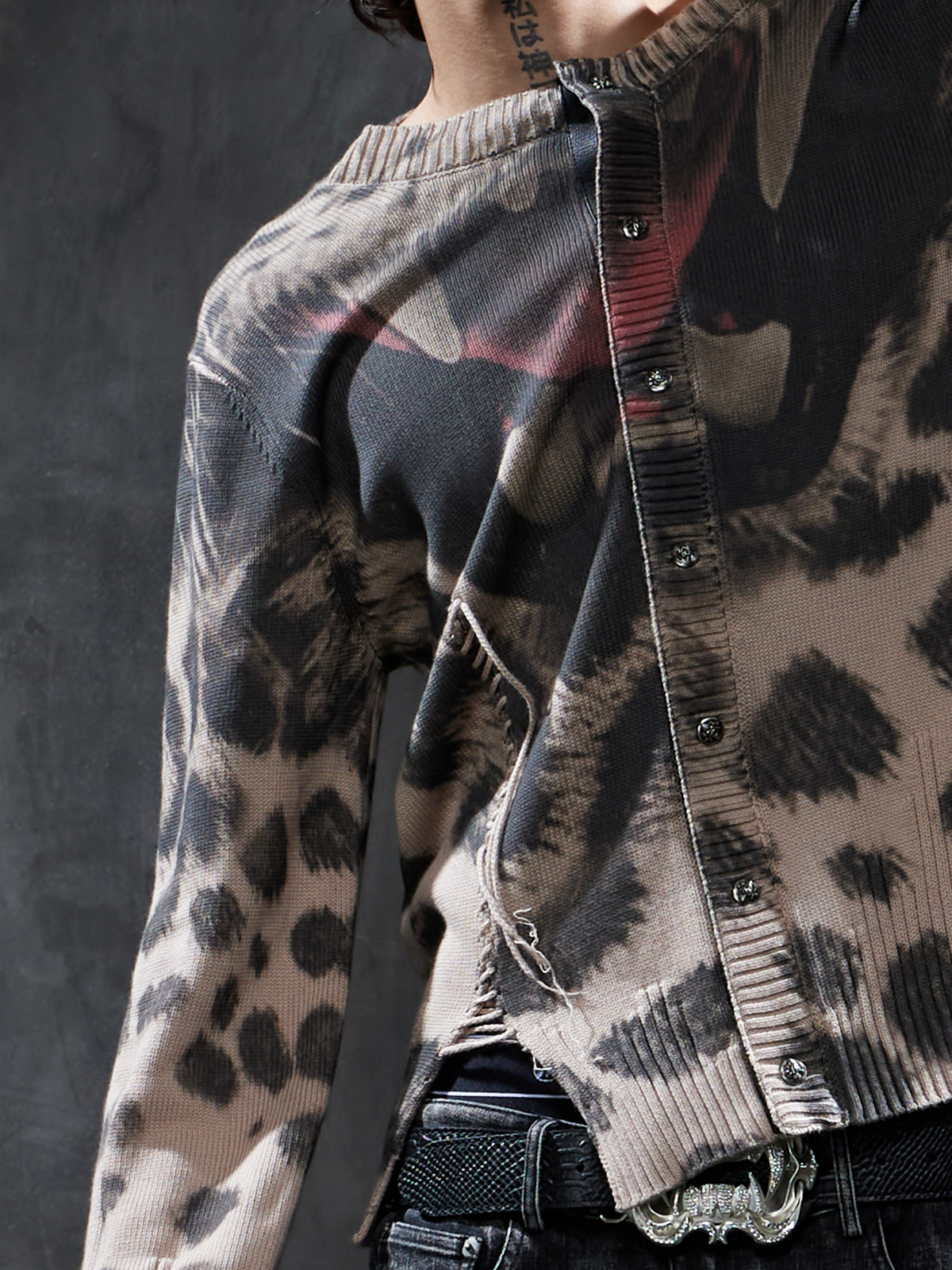 DND4DES Leopard Full-Print Oversized Cardigan