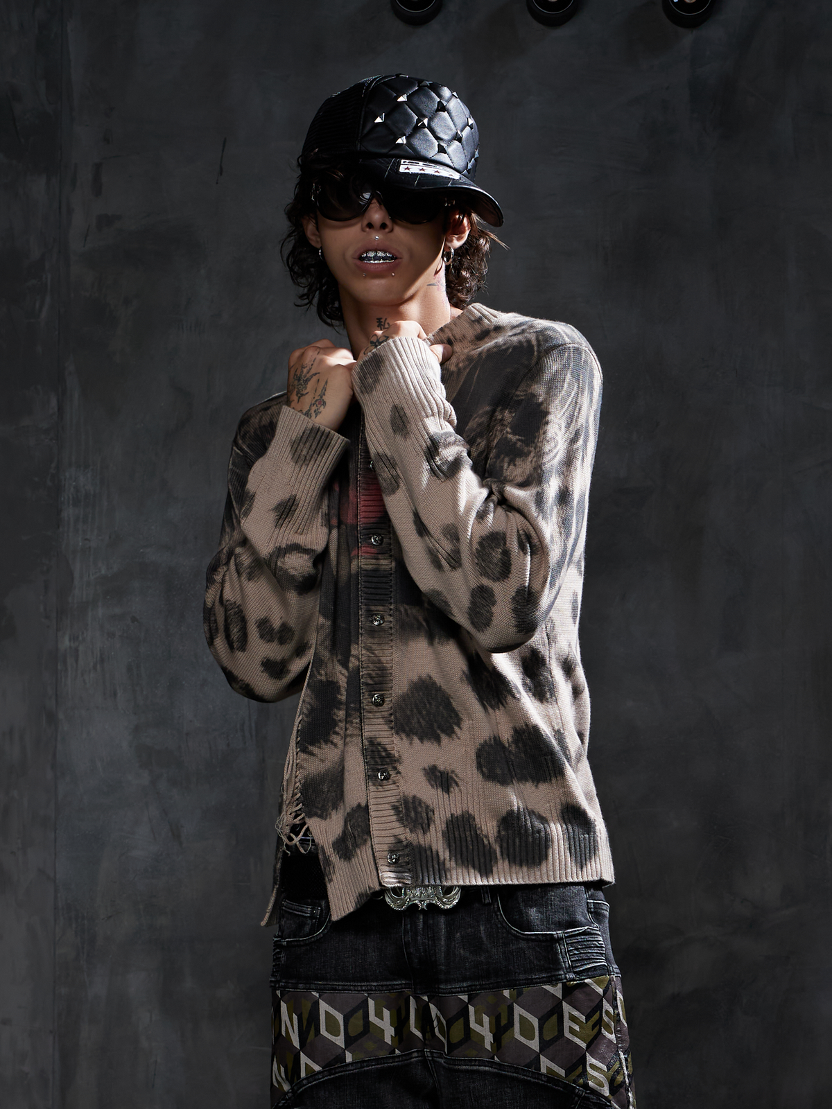 DND4DES Leopard Full-Print Oversized Cardigan