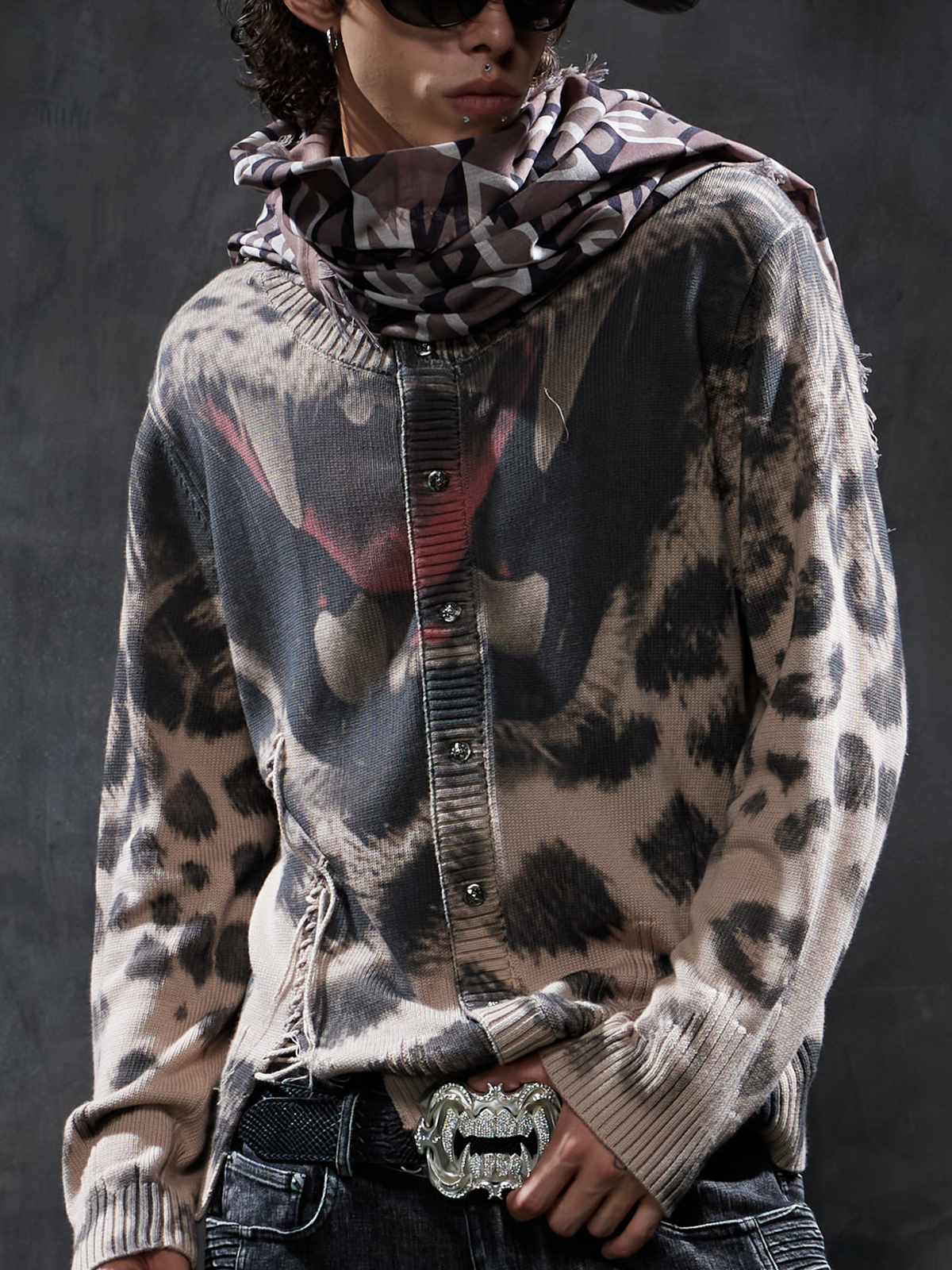 DND4DES Leopard Full-Print Oversized Cardigan