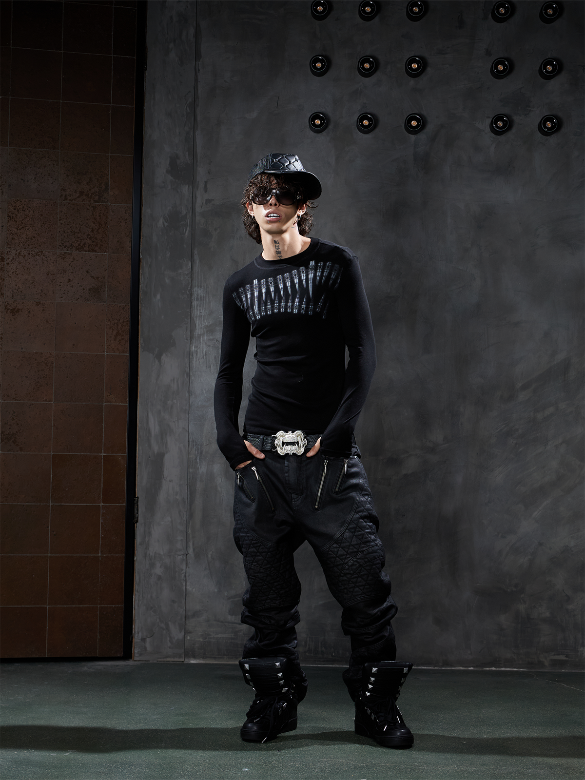 DND4DES Gothic Bullet Graphic Wool-Blend Long-Sleeve Tee