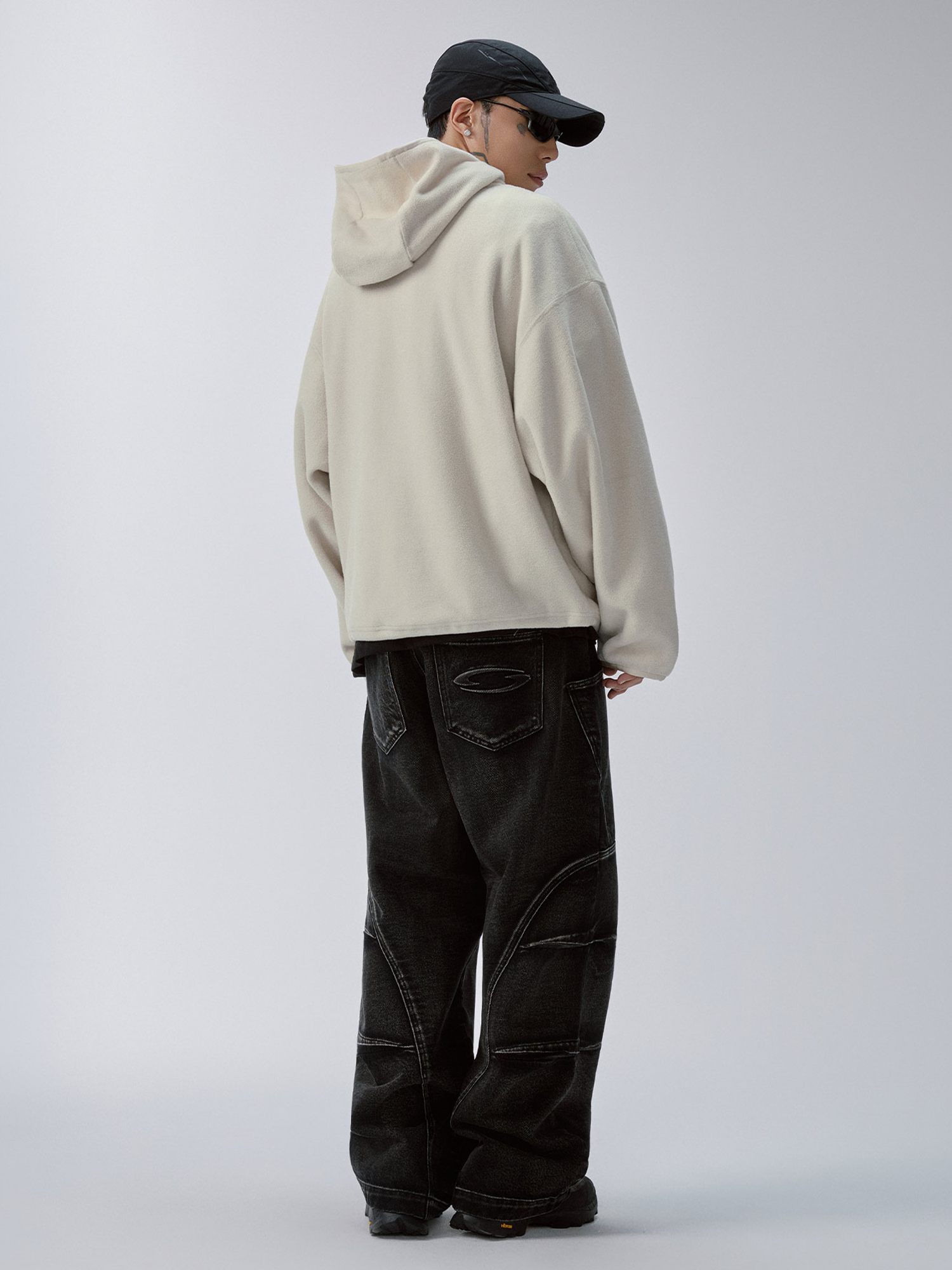 F2CE Embroidered LOGO Patch Half-Zip Fleece Hoodie