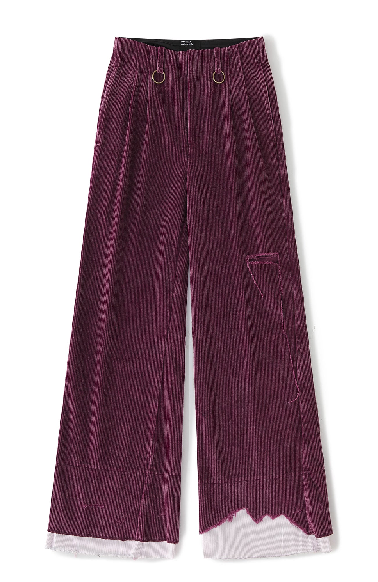 RICHILL Corduroy Raw Hem Wide-Leg Trousers, premium urban and streetwear designers apparel on PROJECTISR.com, RICHILL