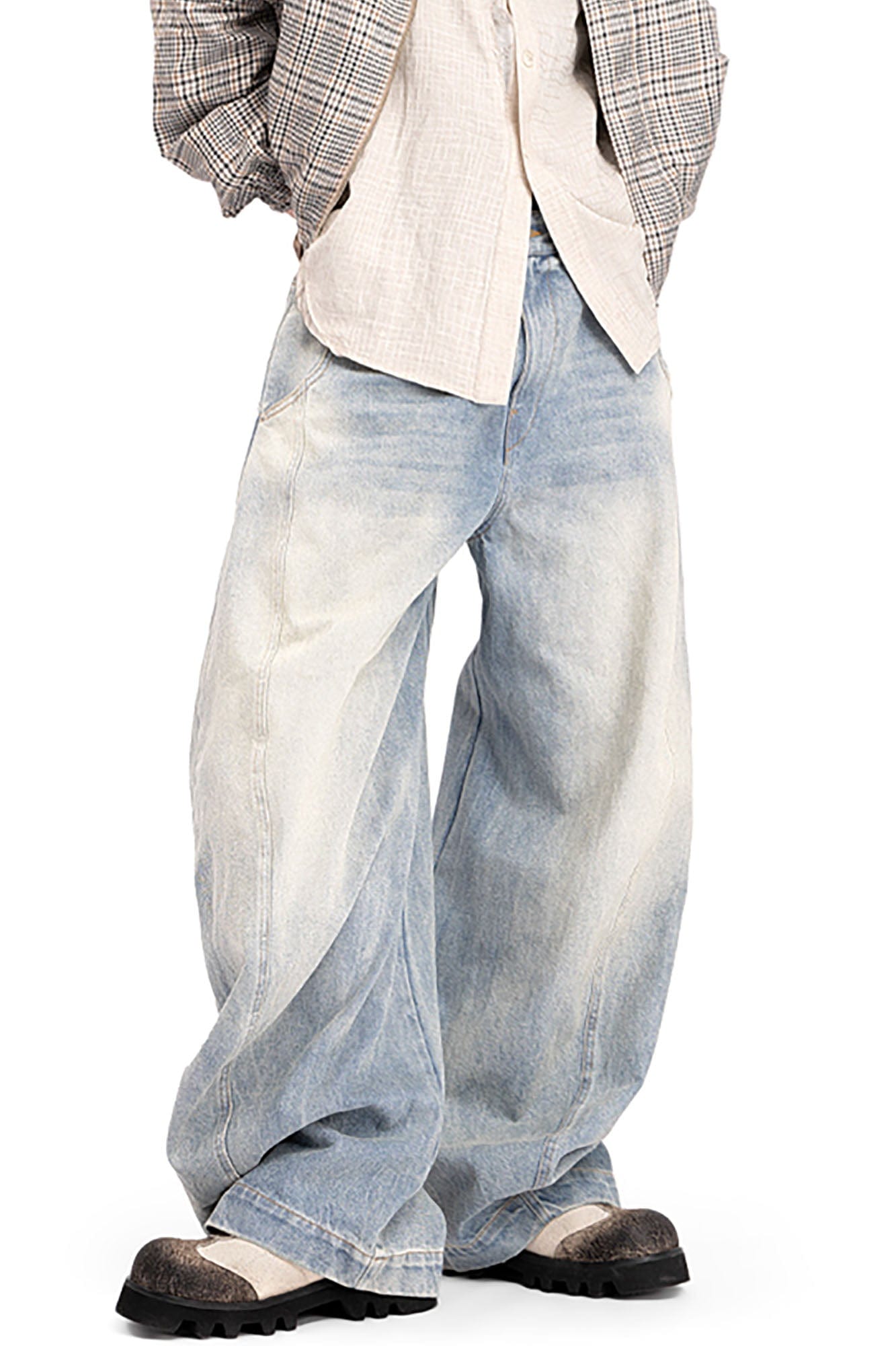 REWRITE Distressed Stitch Panel Chunky Oxfords, premium urban and streetwear designers apparel on PROJECTISR.com, REWRITE
