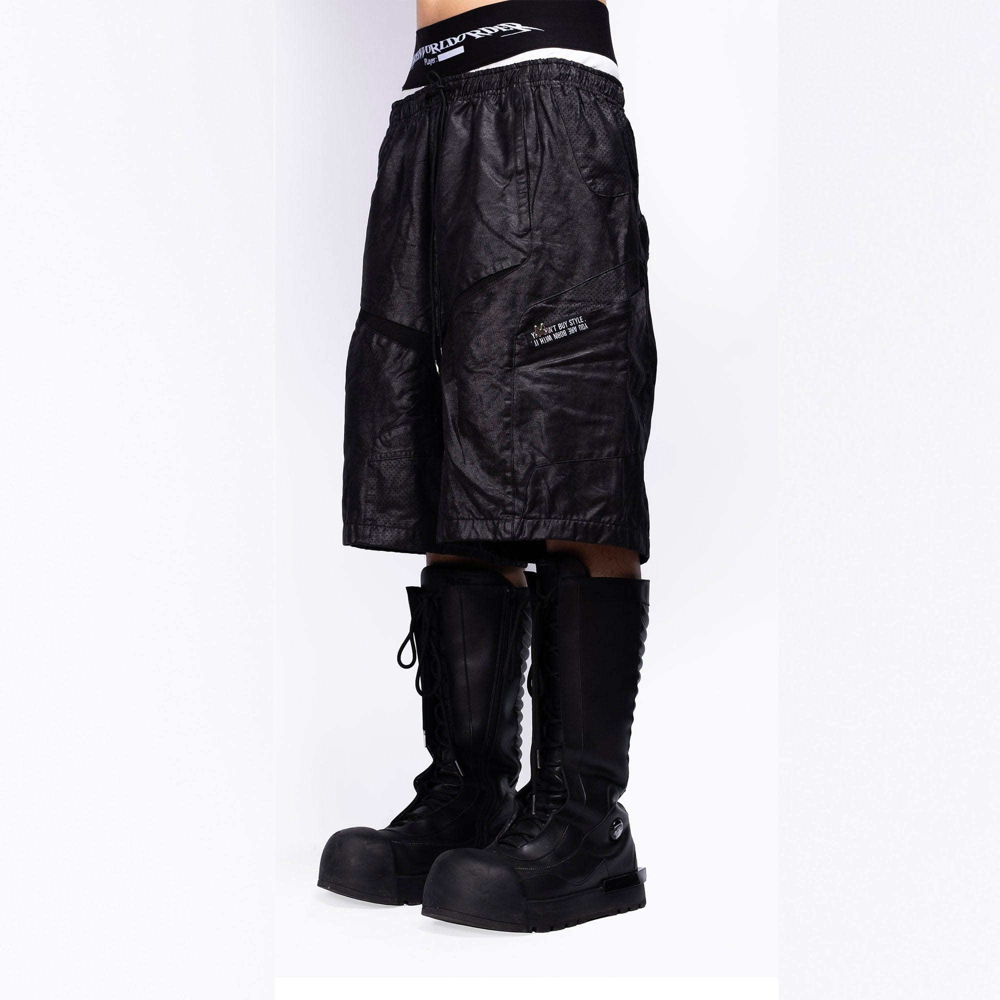 FVVO Multi-Panel Glossy Shorts, premium urban and streetwear designers apparel on PROJECTISR.com, FVVO