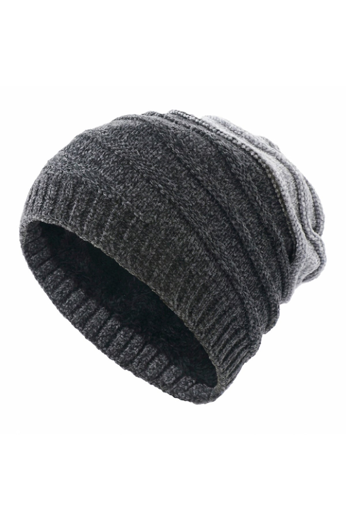TRECLUB Retro Two-Tone Spliced Beanie — flat lay