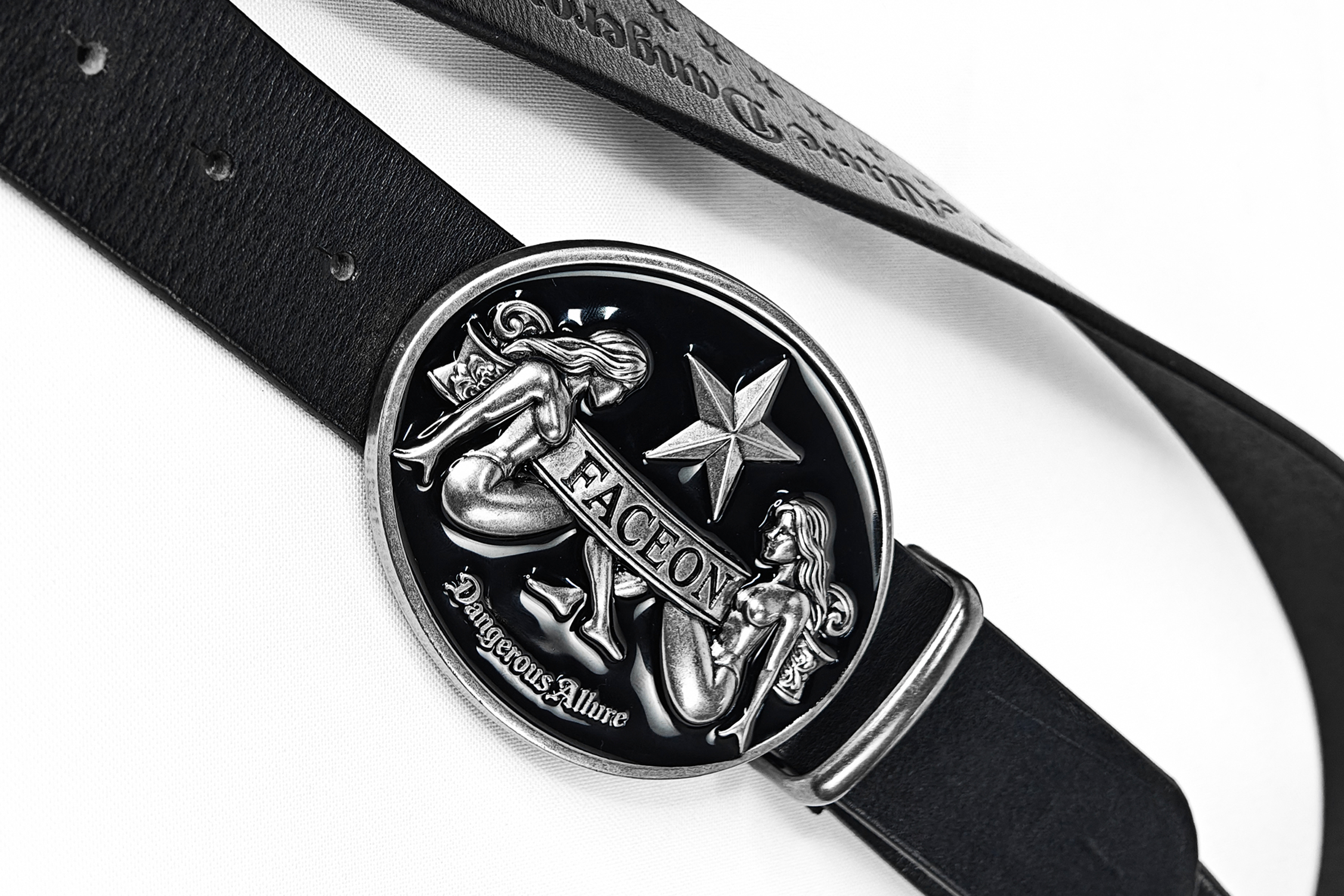FACEONLAB Gemini Embossed Buckle Retro Faux Leather Belt