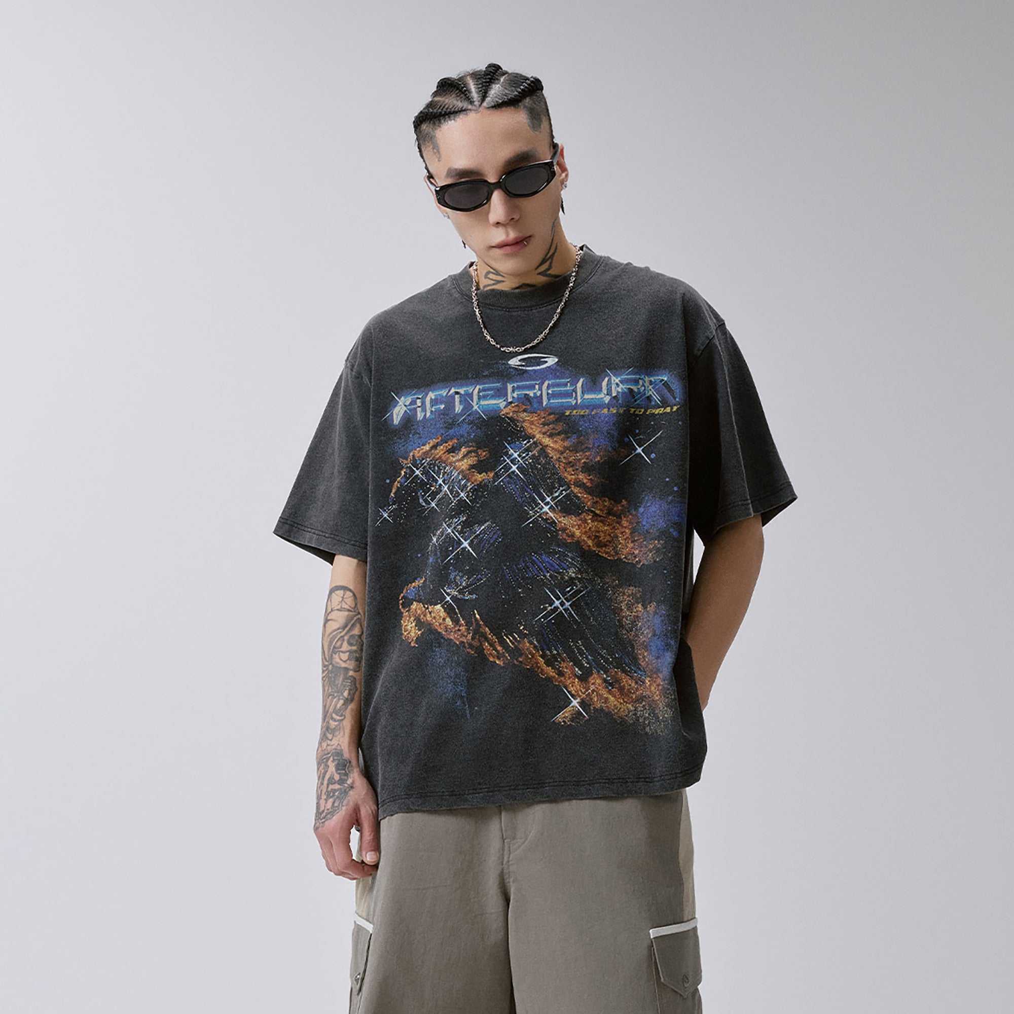 F2CE Washed Inferno Graphic Tee, premium urban and streetwear designers apparel on PROJECTISR.com, F2CE
