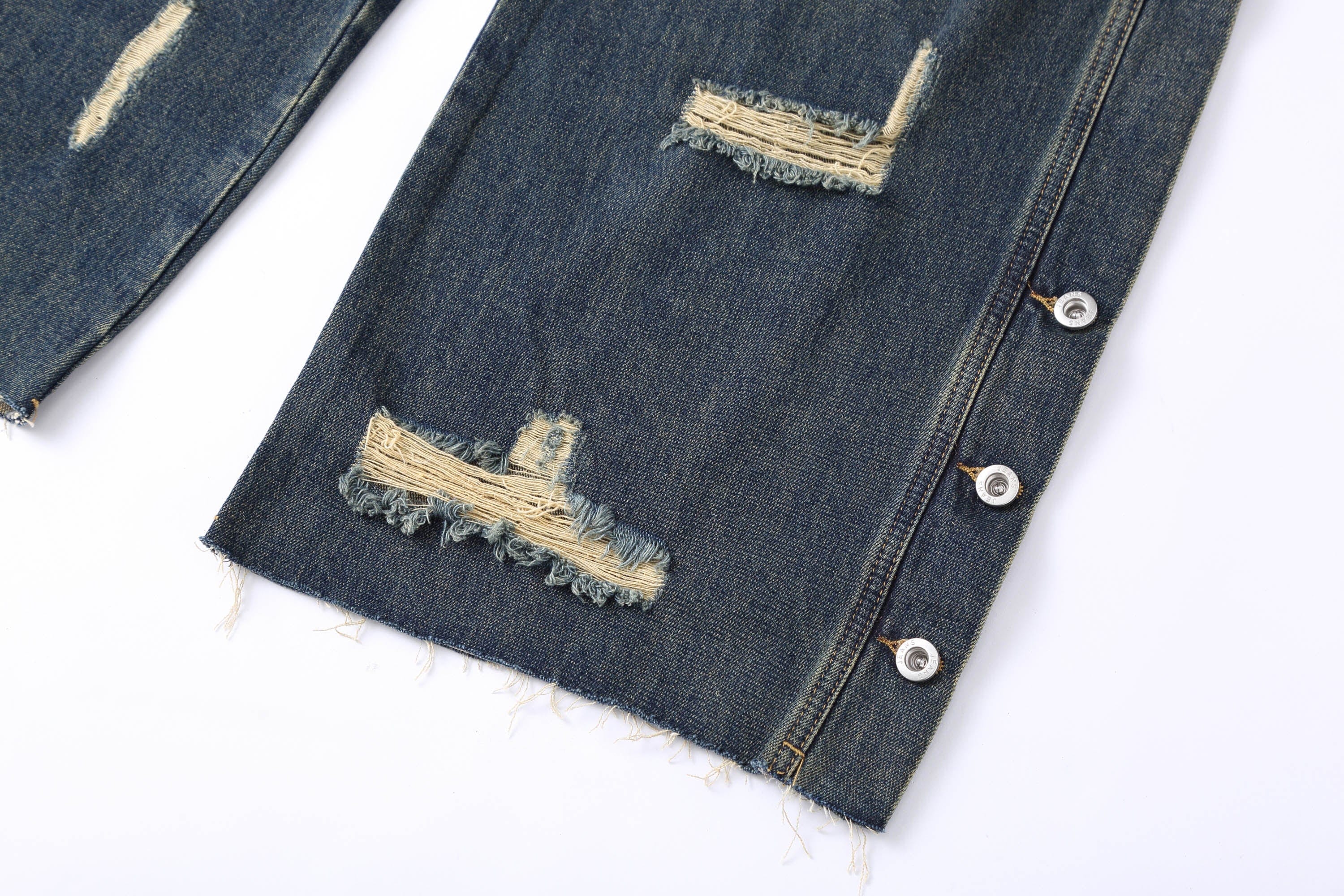 CLP Distressed Buttoned Wide-Leg Jeans, premium urban and streetwear designers apparel on PROJECTISR.com, CLP