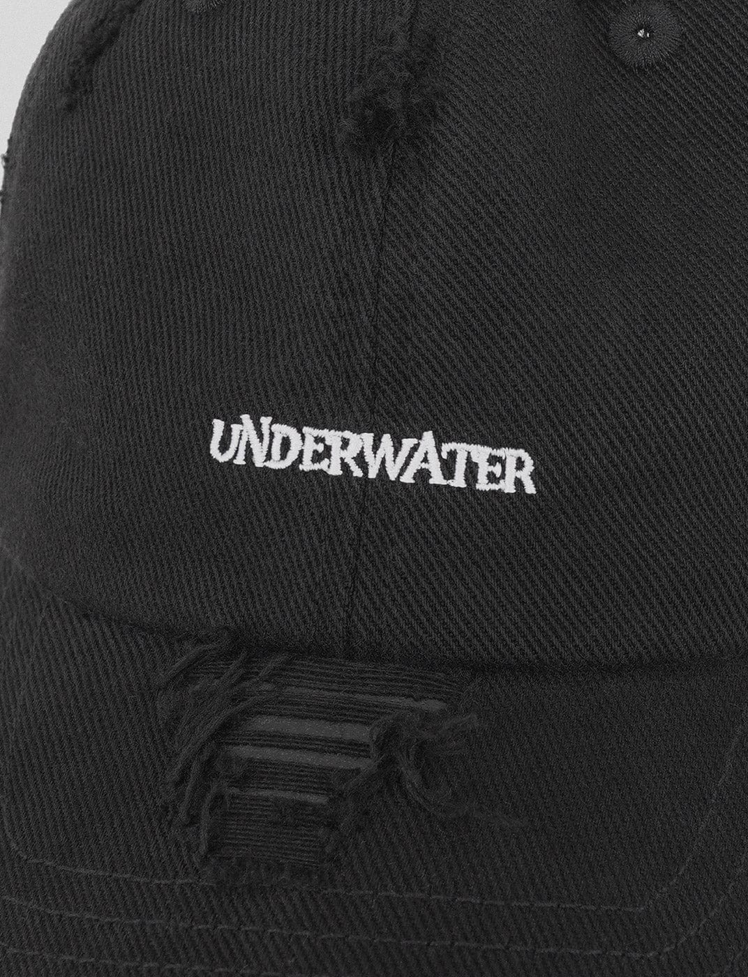 UNDERWATER Ripped Logo Hat, premium urban and streetwear designers apparel on PROJECTISR.com, UNDERWATER