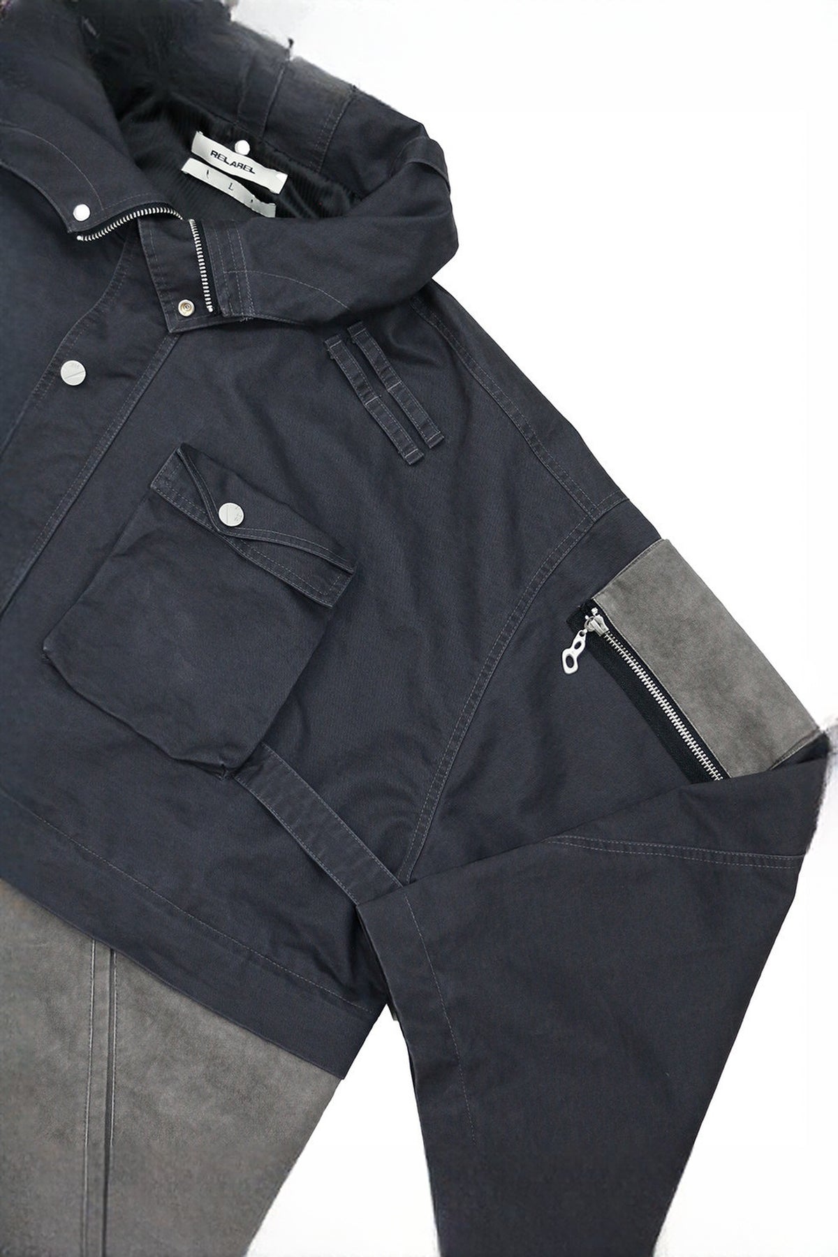 RELABEL Detachable Down-Liner Convertible Trench Coat — flat-lay detail
