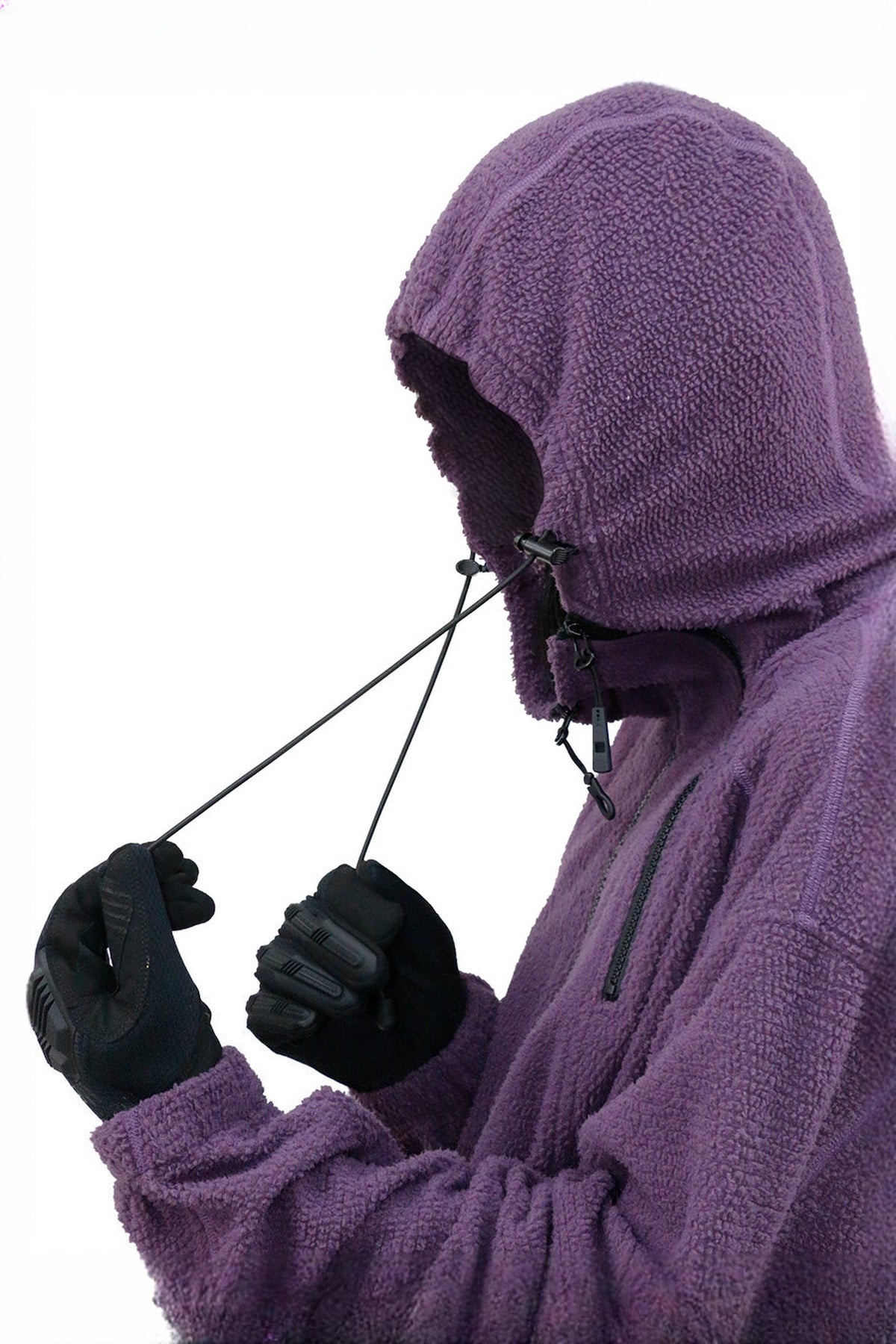RELABEL Deconstructed Spliced Fleece-Lined Hooded Jacket — detail · Purple