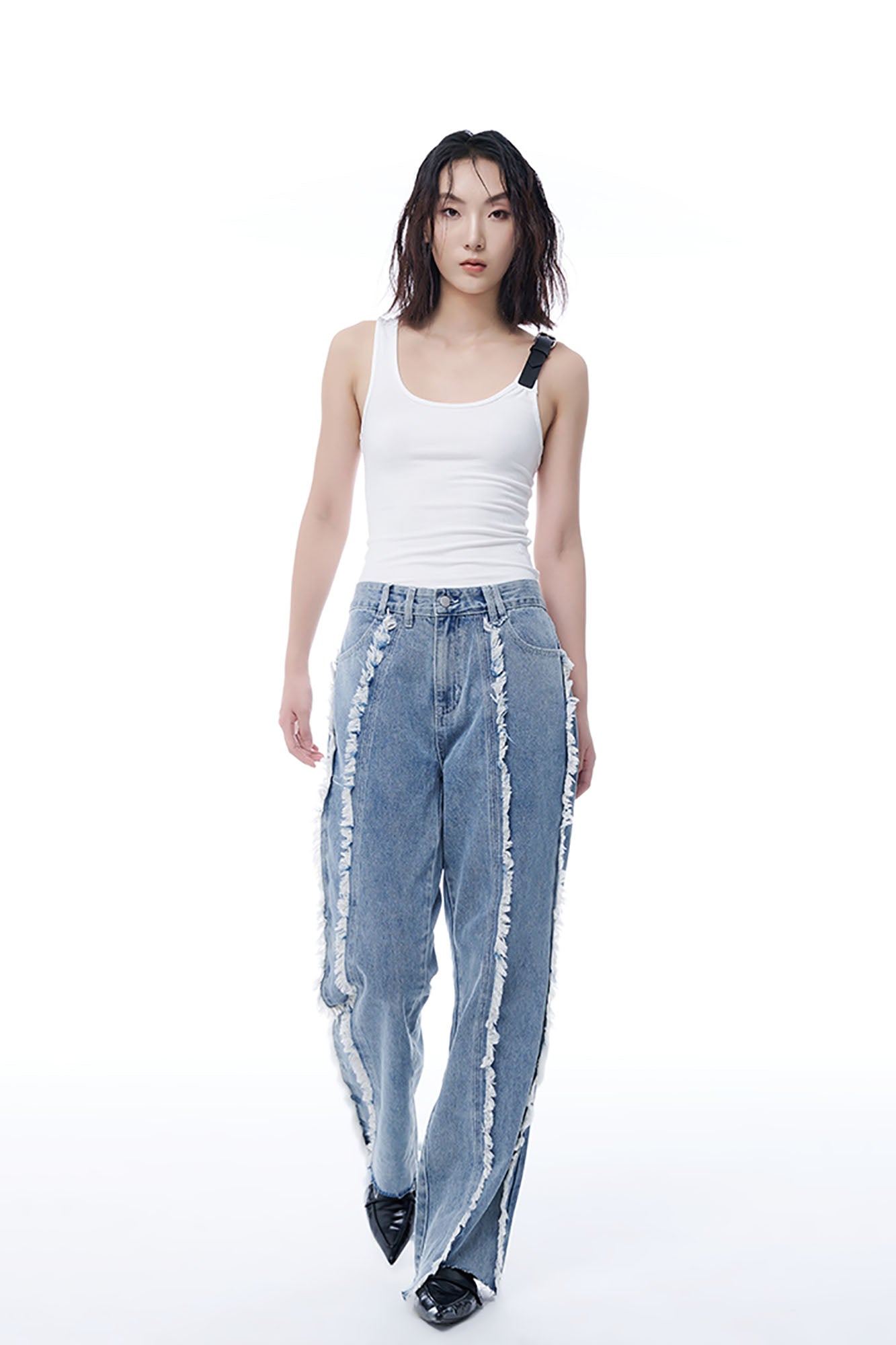 TUIMU Buckle Strap Ribbed Tank Top, premium urban and streetwear designers apparel on PROJECTISR.com, TUIMU