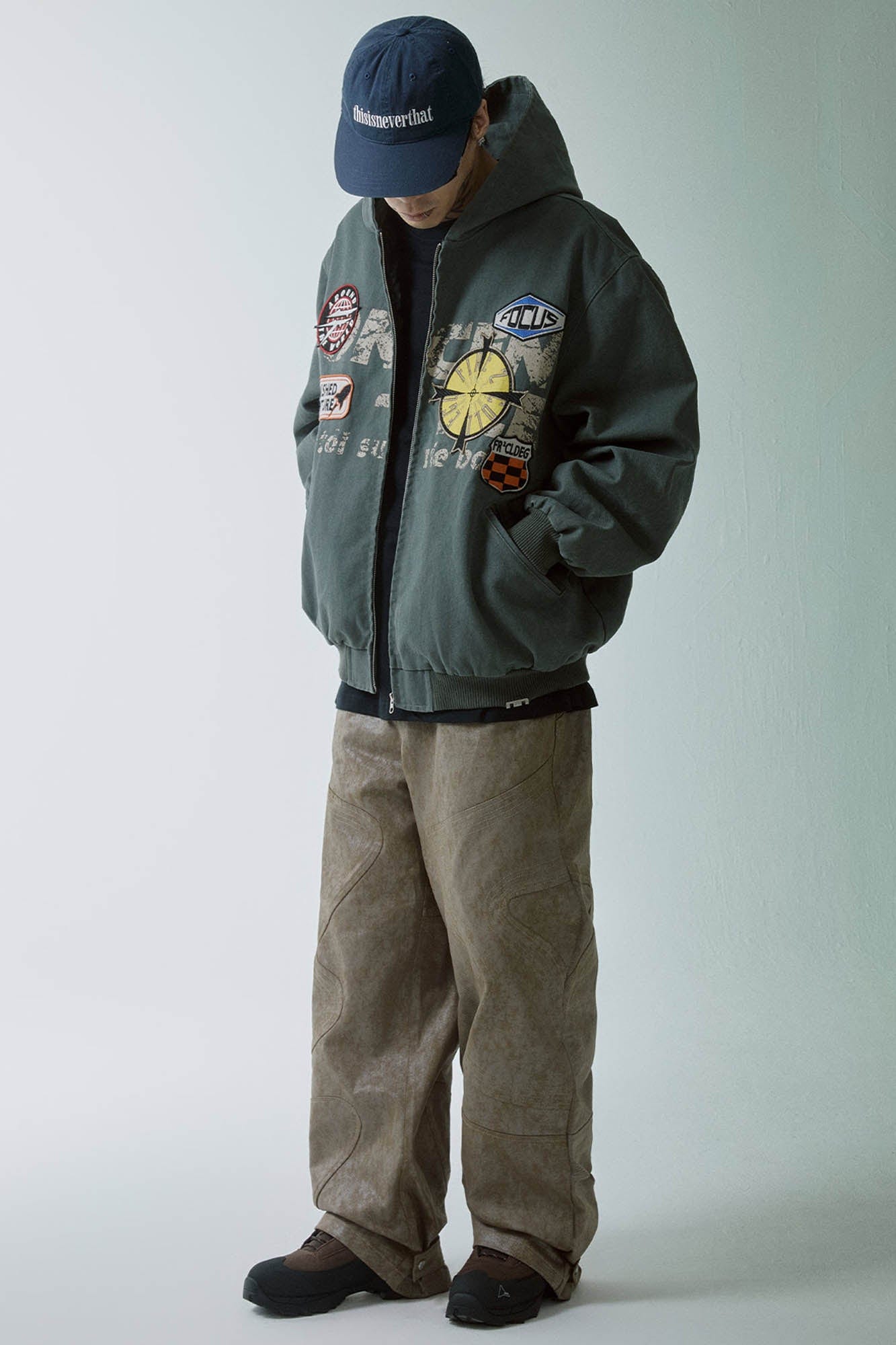 F2CE Distressed Paneled Waxed Pants, premium urban and streetwear designers apparel on PROJECTISR.com, F2CE
