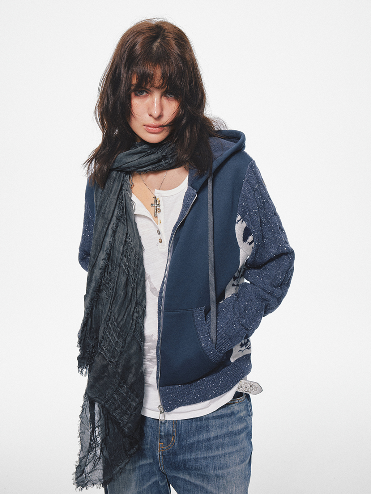 TRECLUB Retro Frayed-Edge Plaid Scarf, premium urban and streetwear designers apparel on PROJECTISR.com, TRECLUB