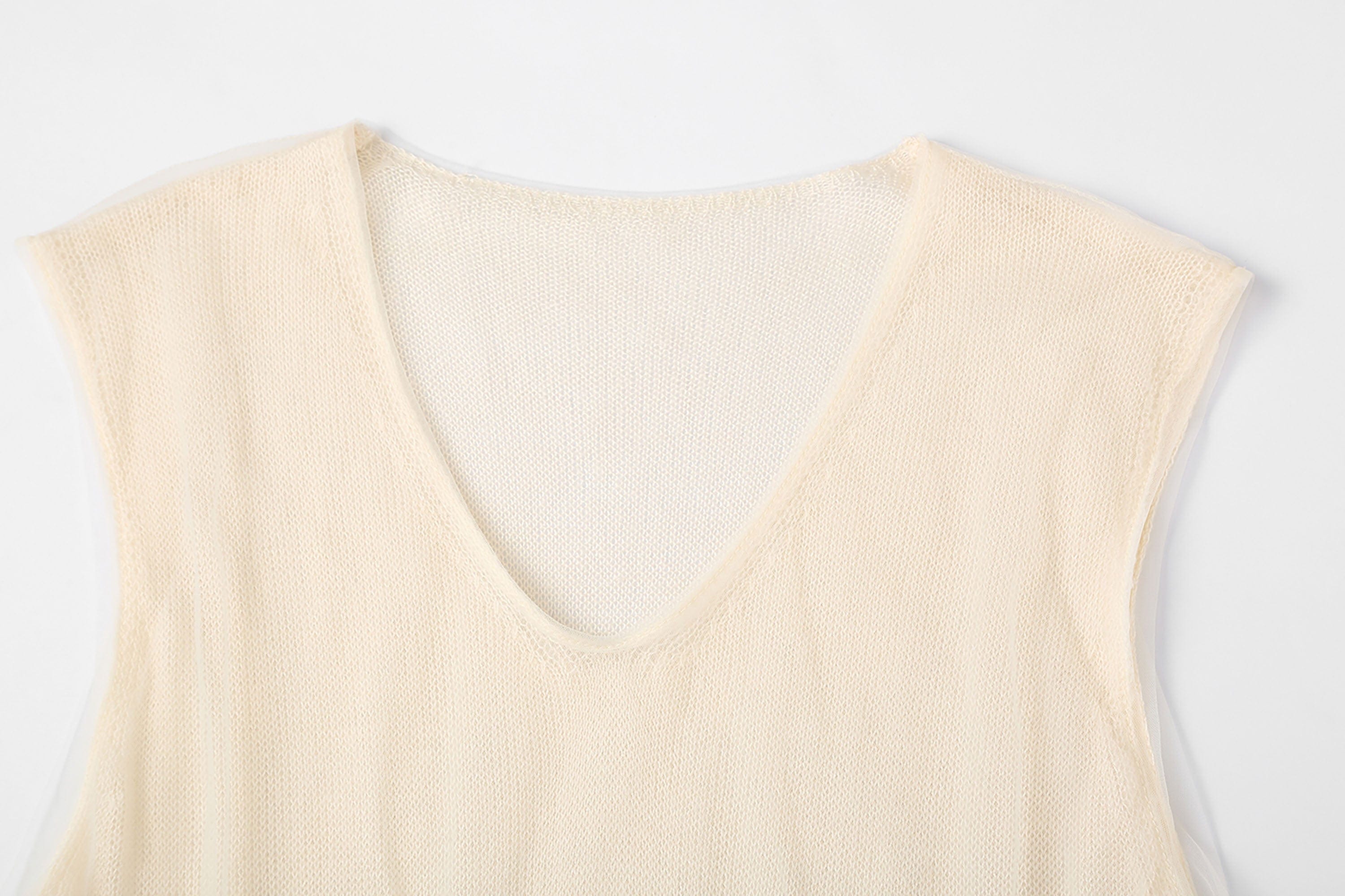 CLP Sheer-Layered V-Neck Oversized Tank Top, premium urban and streetwear designers apparel on PROJECTISR.com, CLP