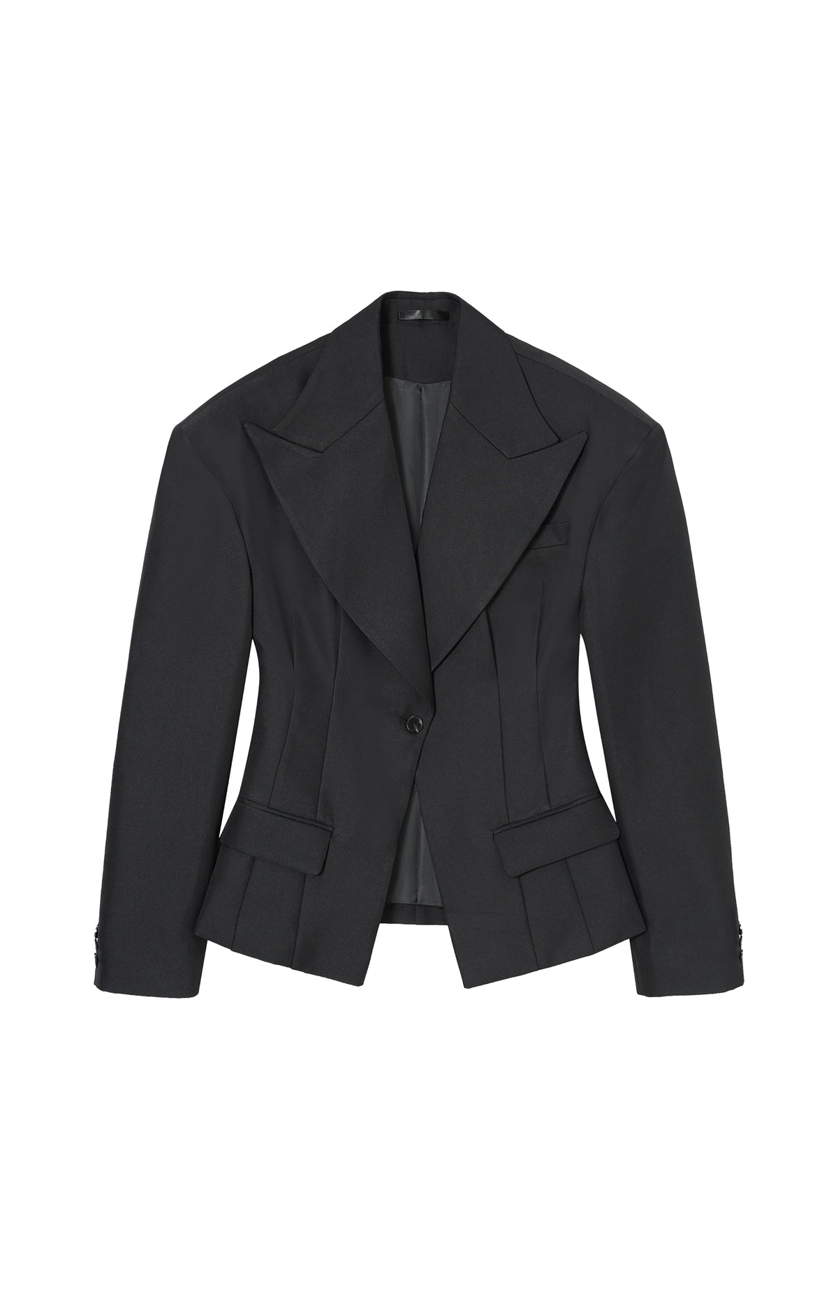 CLP Retro Wide-Lapel Cinched Blazer