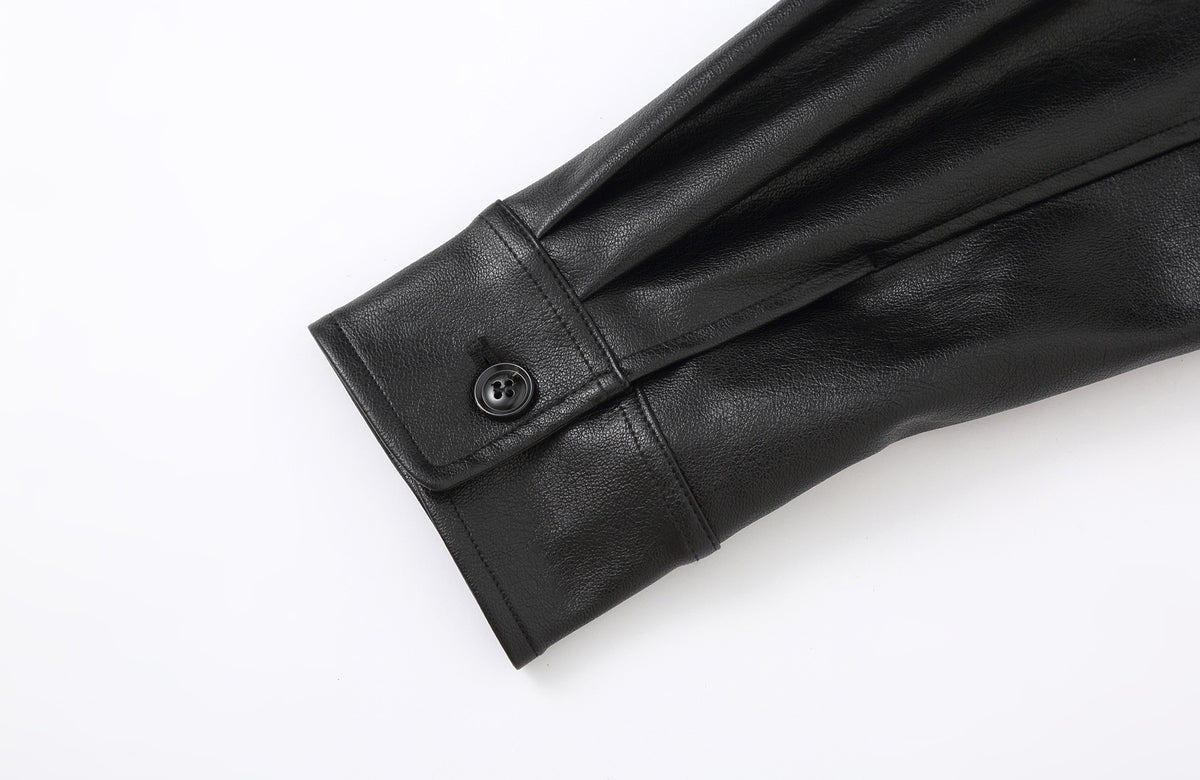 CLP Retro Adjustable-Hem Faux Leather Jacket