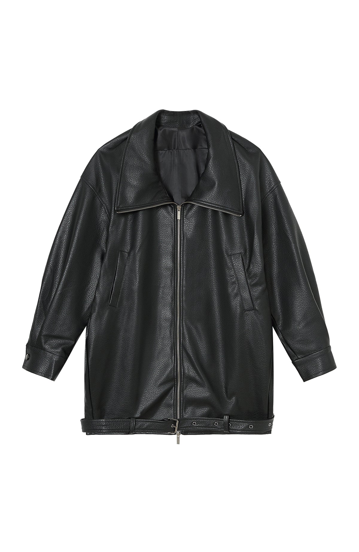 CLP Retro Belted Faux Leather Biker Jacket