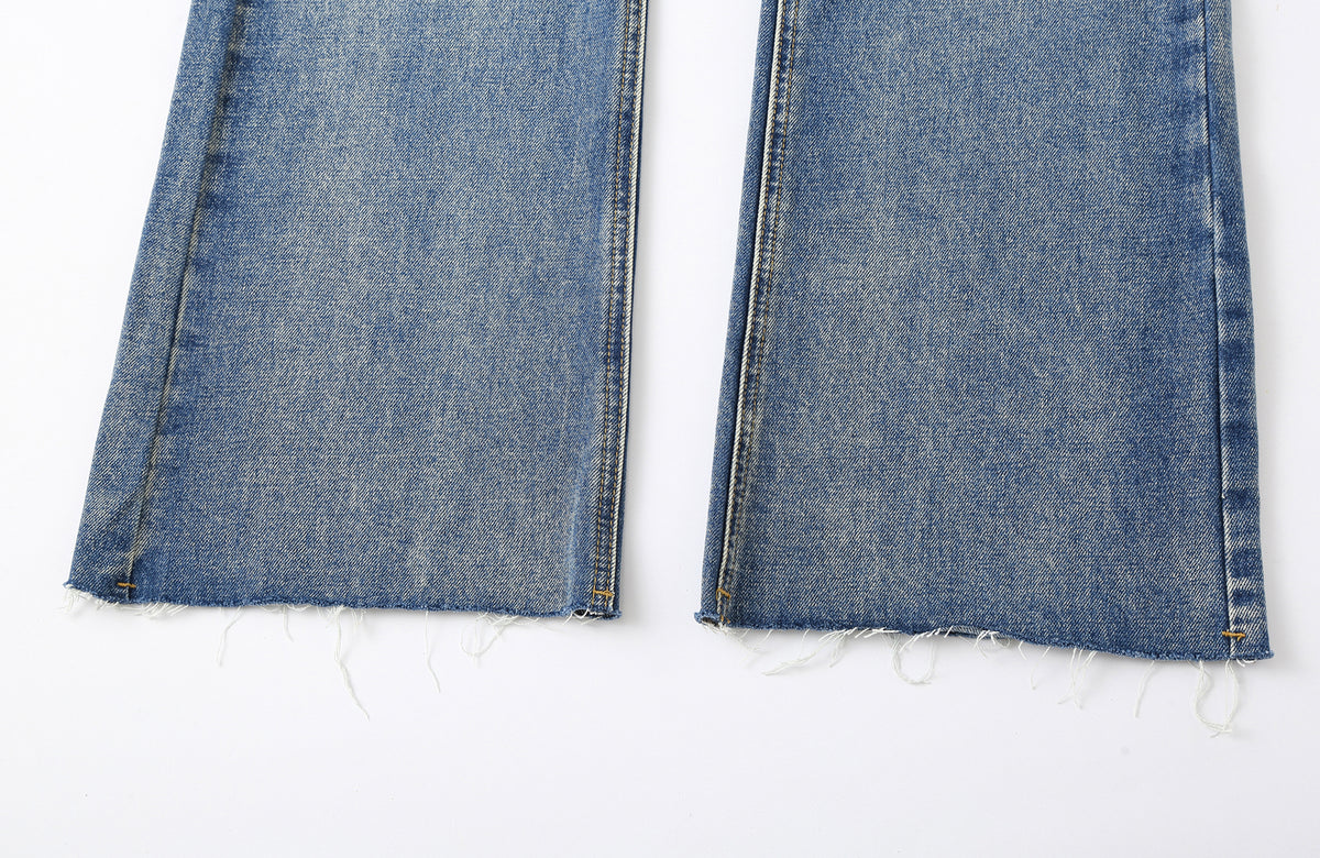 CLP Washed Frayed Flared Jeans