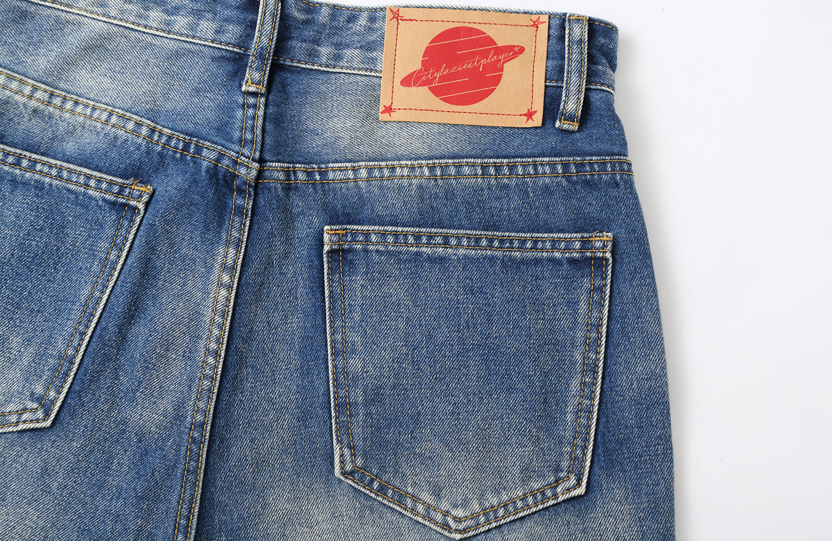 CLP Washed Frayed Flared Jeans