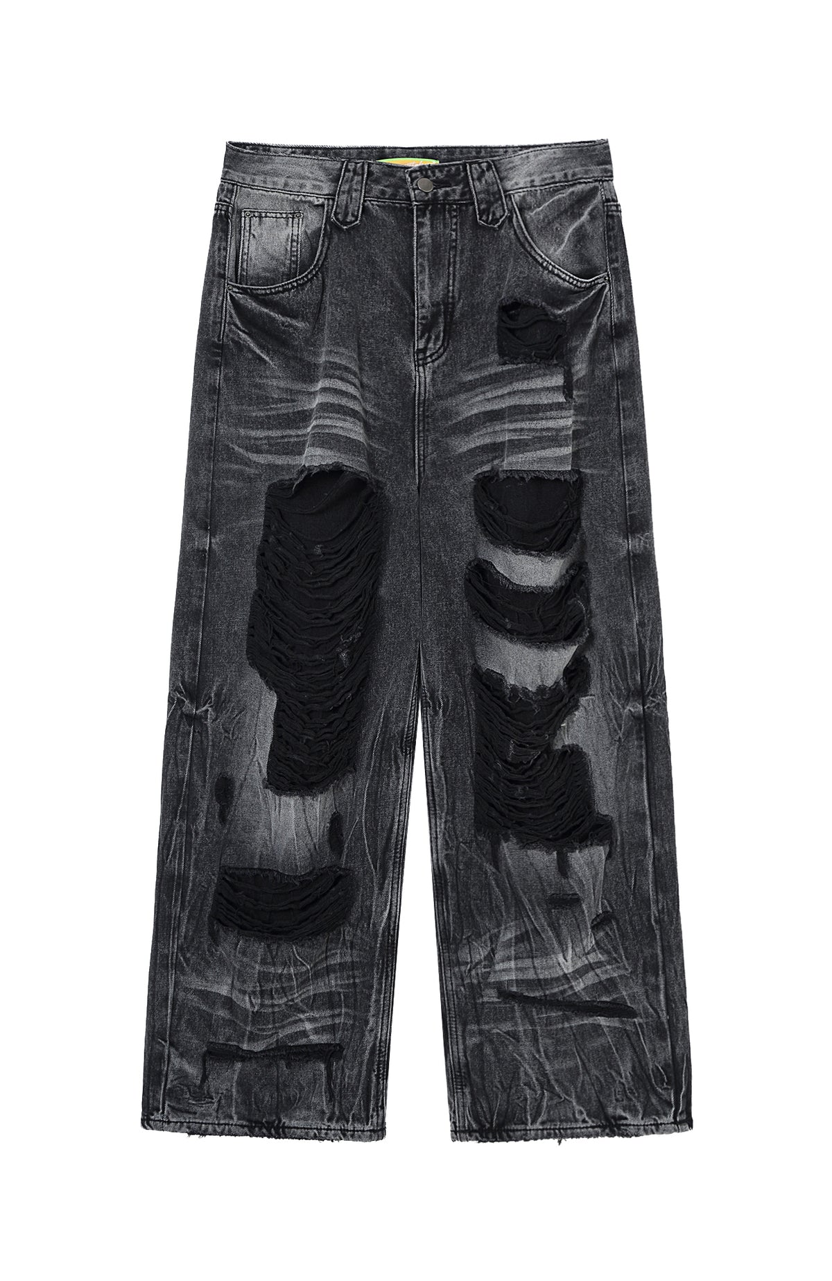 CLP Distressed Wide-Leg Washed Jeans