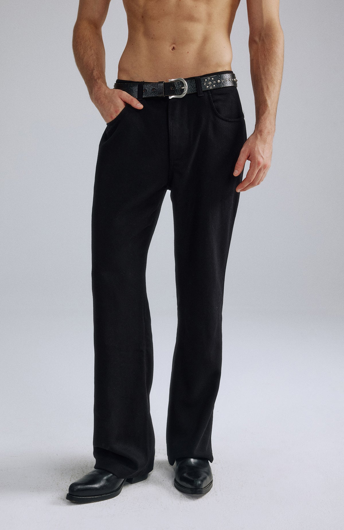 IN EXISTENCE Retro Slim Flared Trousers