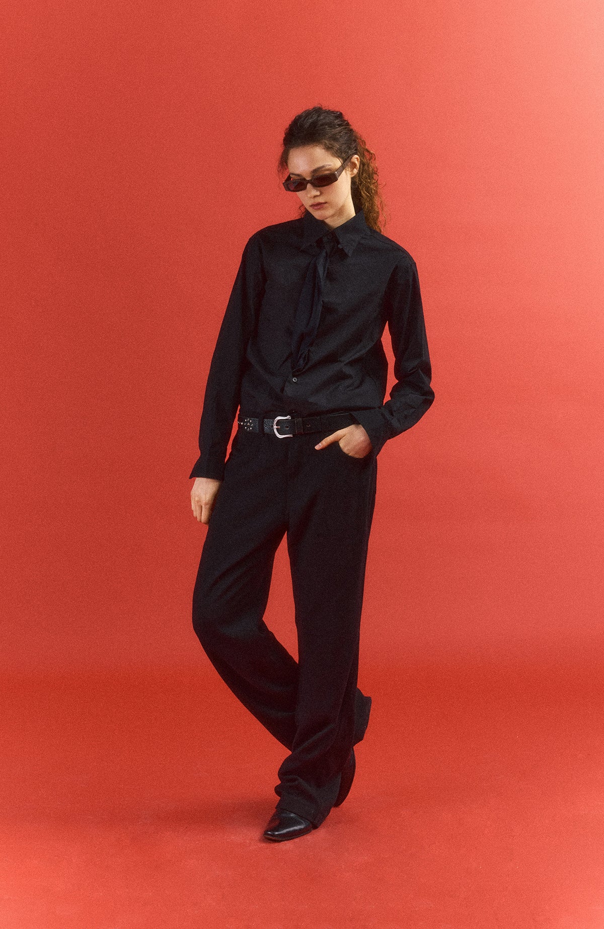 IN EXISTENCE Retro Slim Flared Trousers