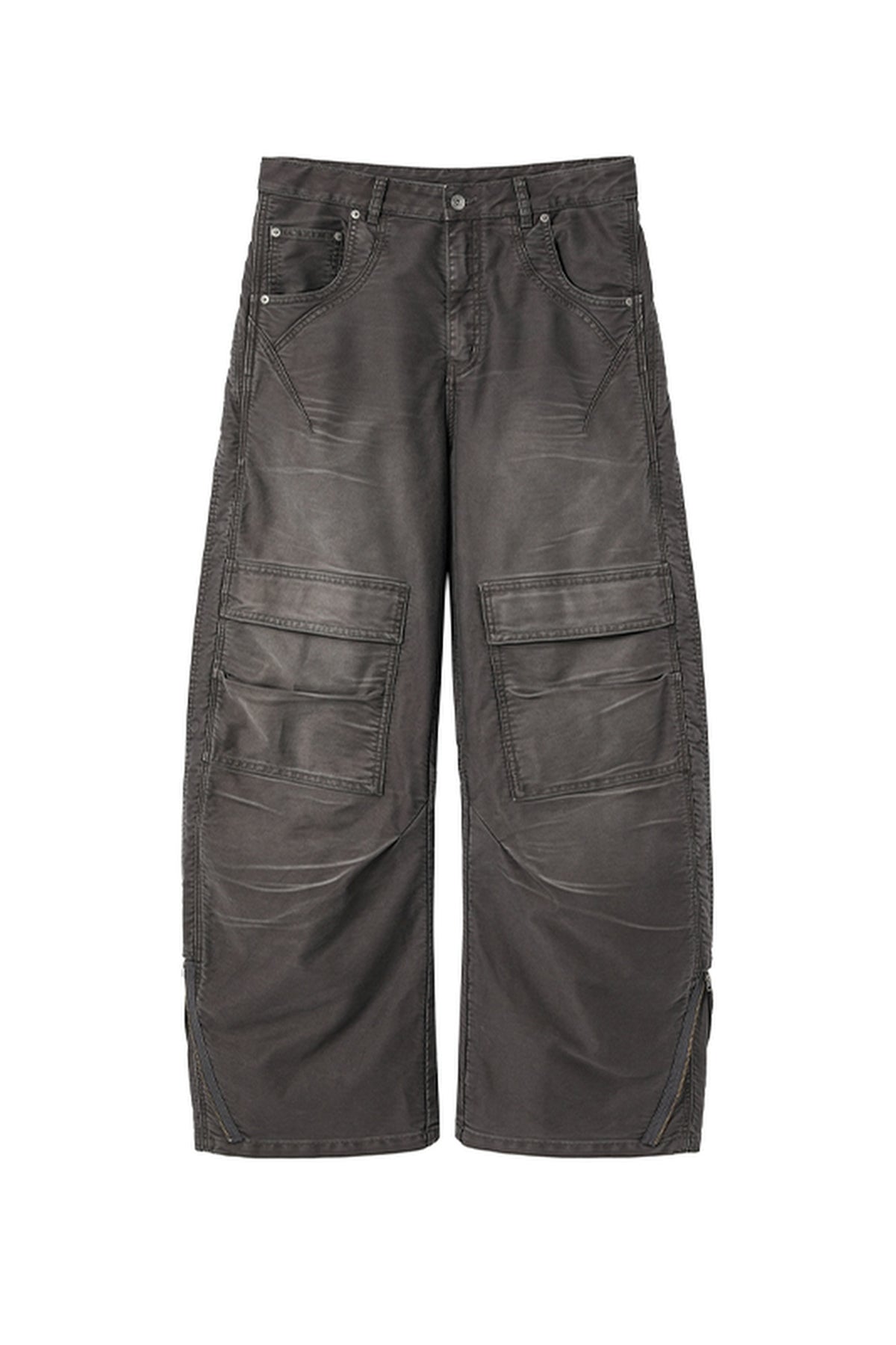 AVINMADE Suede-Panel Cargo Jeans — flat lay