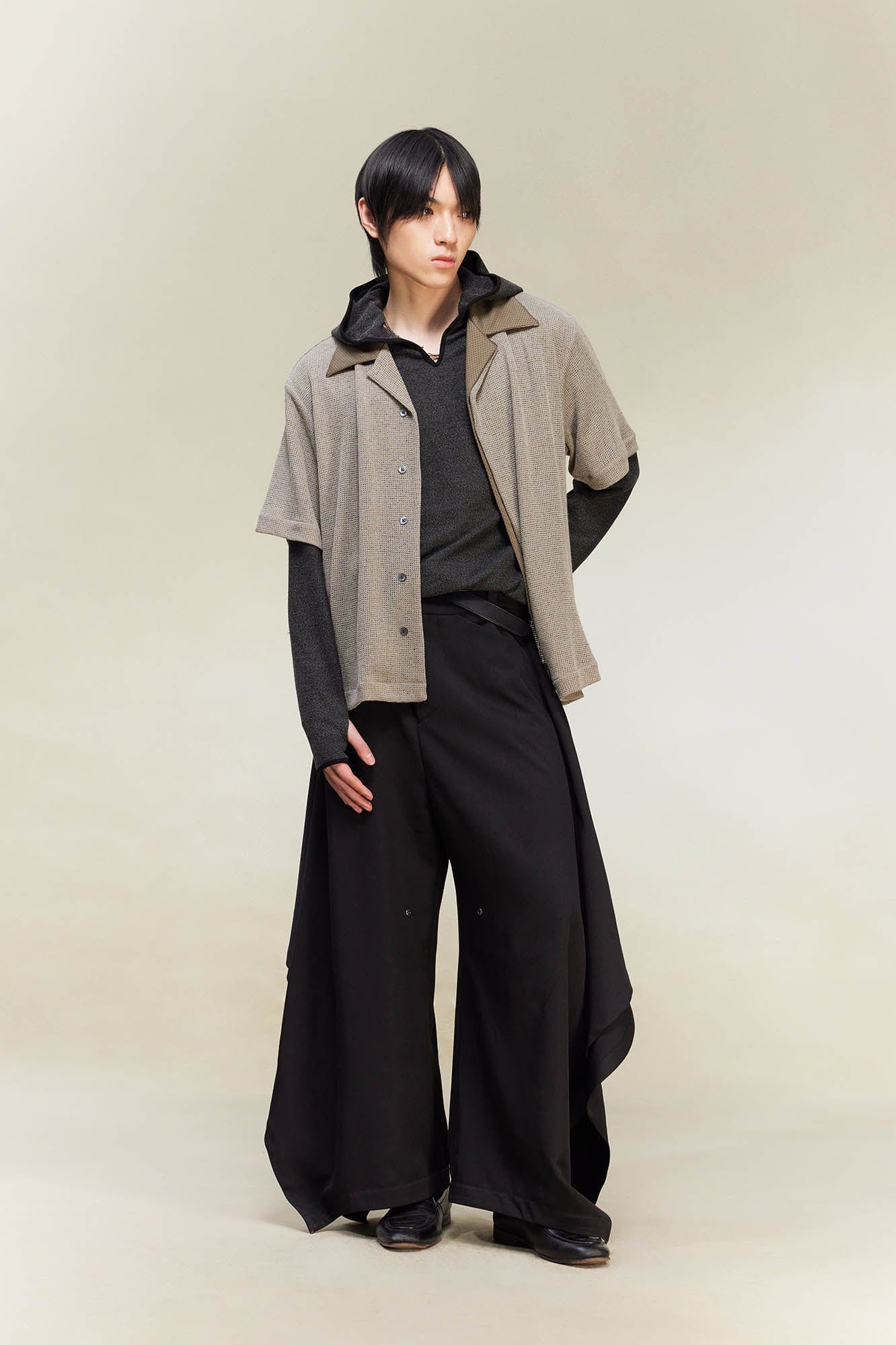 ALVNG AR ANTS Bat-Wing Draped Wide-Leg Pants, premium urban and streetwear designers apparel on PROJECTISR.com, ALVNG AR ANTS