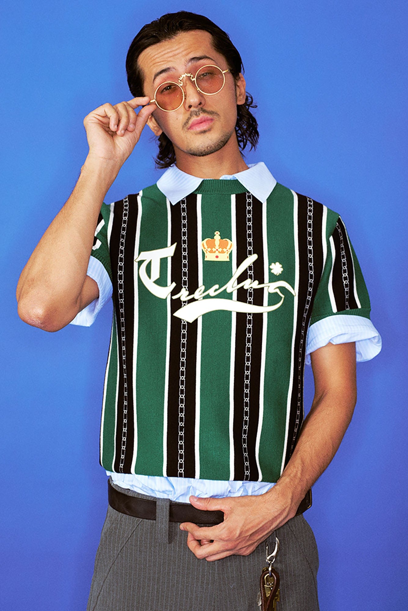 TRECLUB Retro Chain Stripe Knit T-Shirt, premium urban and streetwear designers apparel on PROJECTISR.com, TRECLUB
