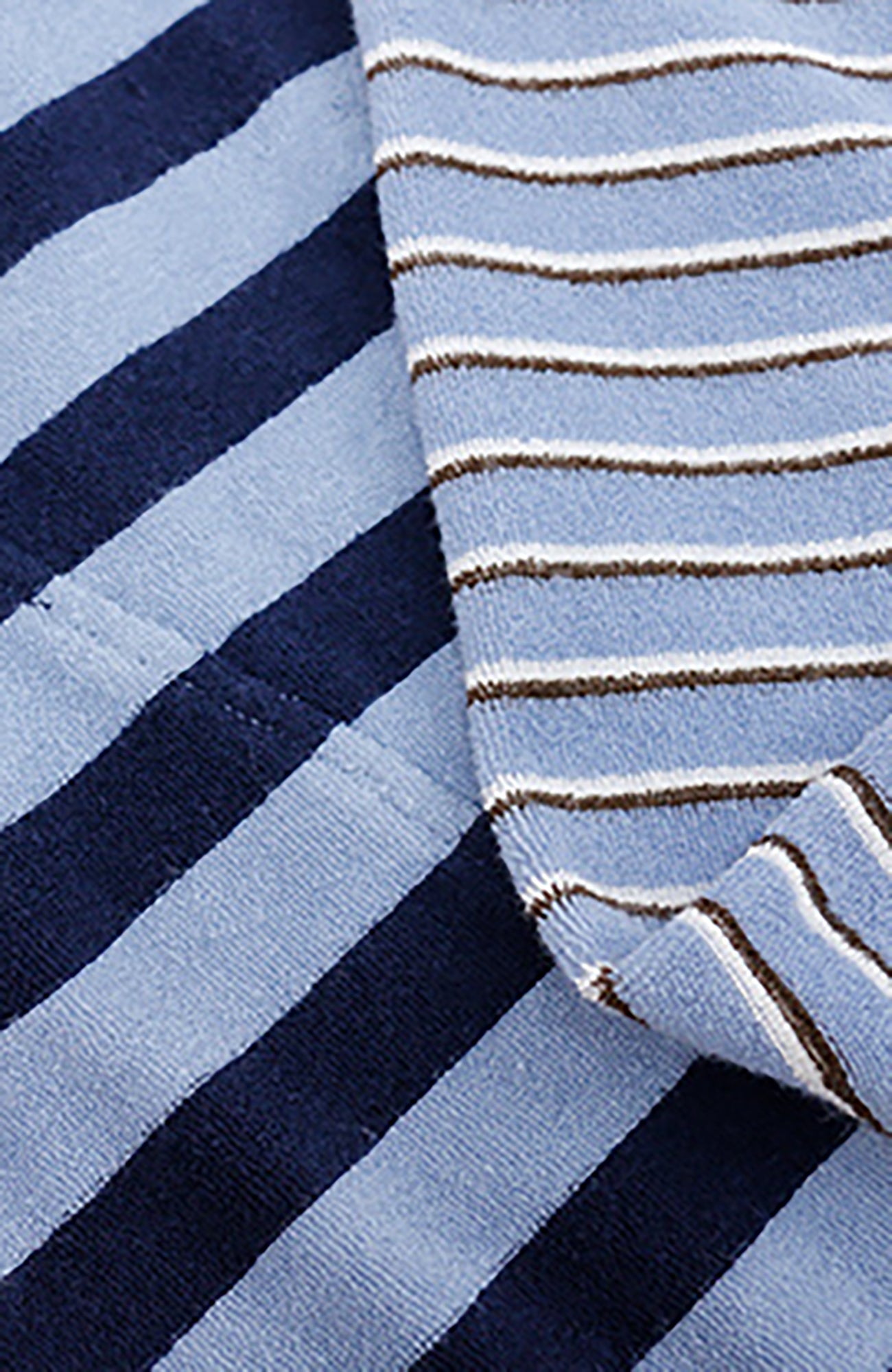 RELABEL Asymmetrical Striped Spliced Polo Long-Sleeve Tee