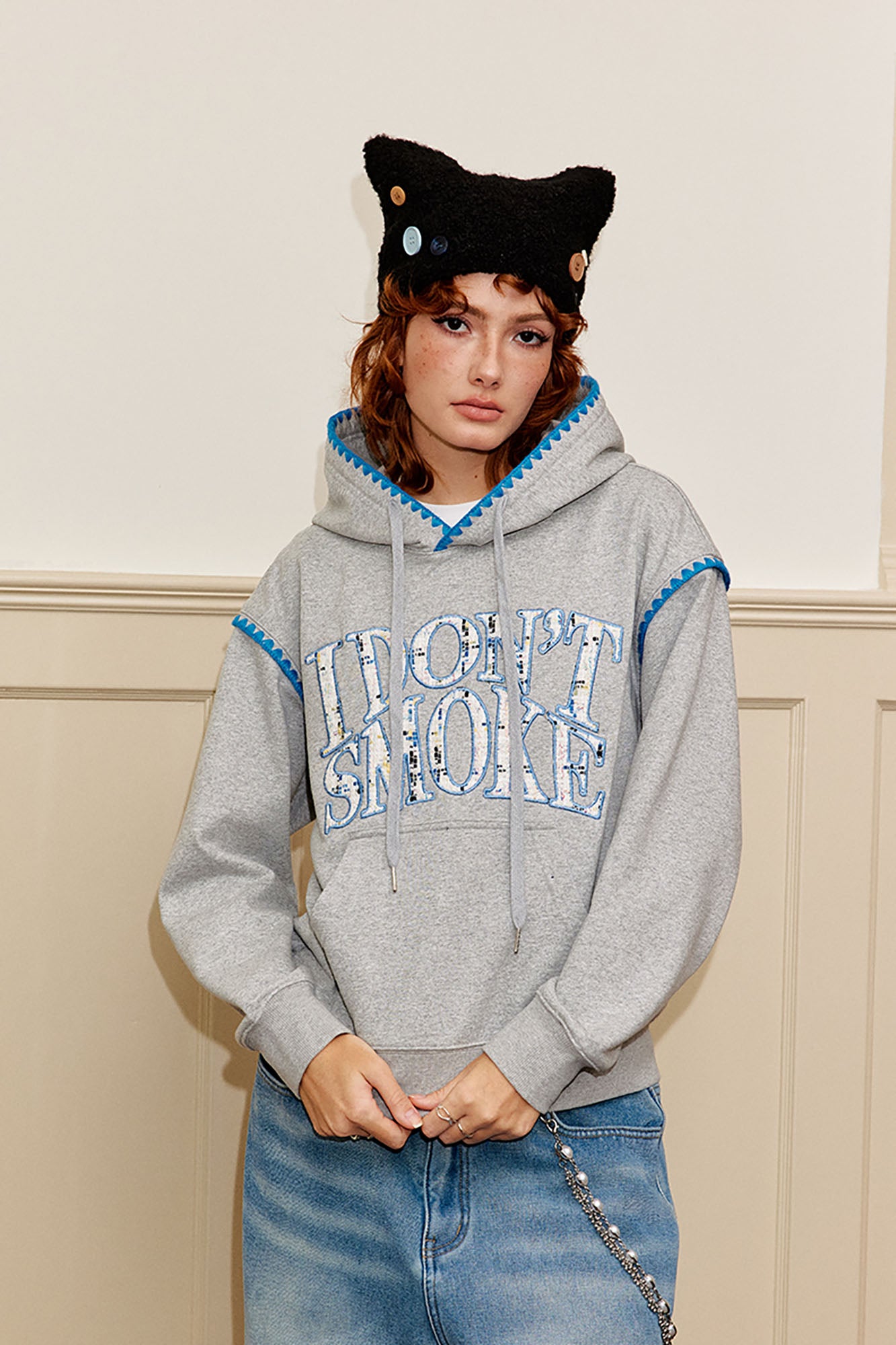 DONSMOKE Retro Embroidered Patch Whipstitch Hoodie, premium urban and streetwear designers apparel on PROJECTISR.com, DONSMOKE