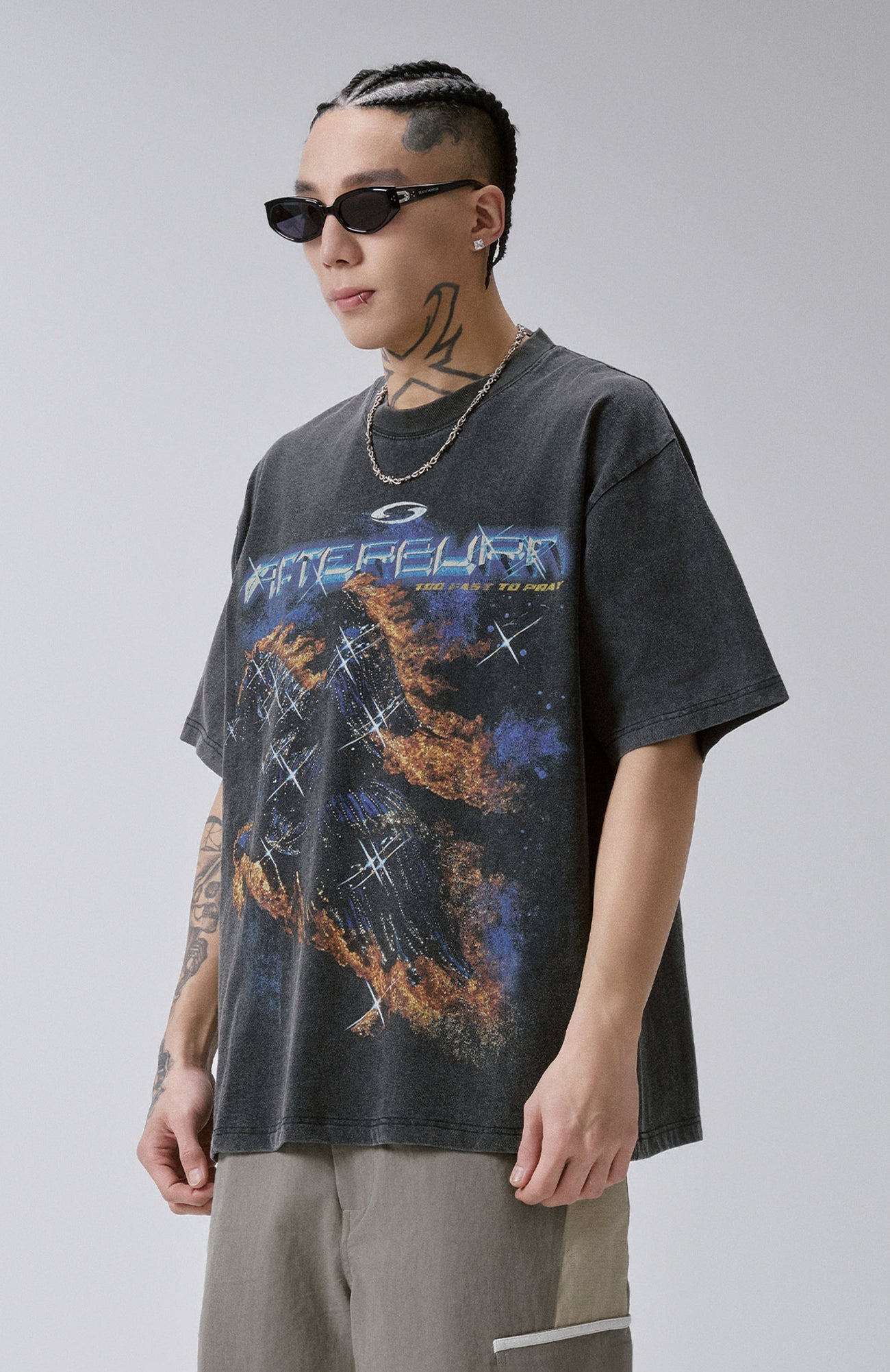 F2CE Washed Inferno Graphic Tee, premium urban and streetwear designers apparel on PROJECTISR.com, F2CE