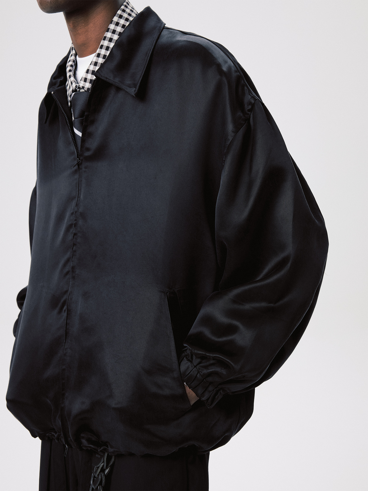 UNLIMITED MOTE Drawstring Bat-Sleeve Zip-Up Jacket, premium urban and streetwear designers apparel on PROJECTISR.com, UNLIMITED MOTE