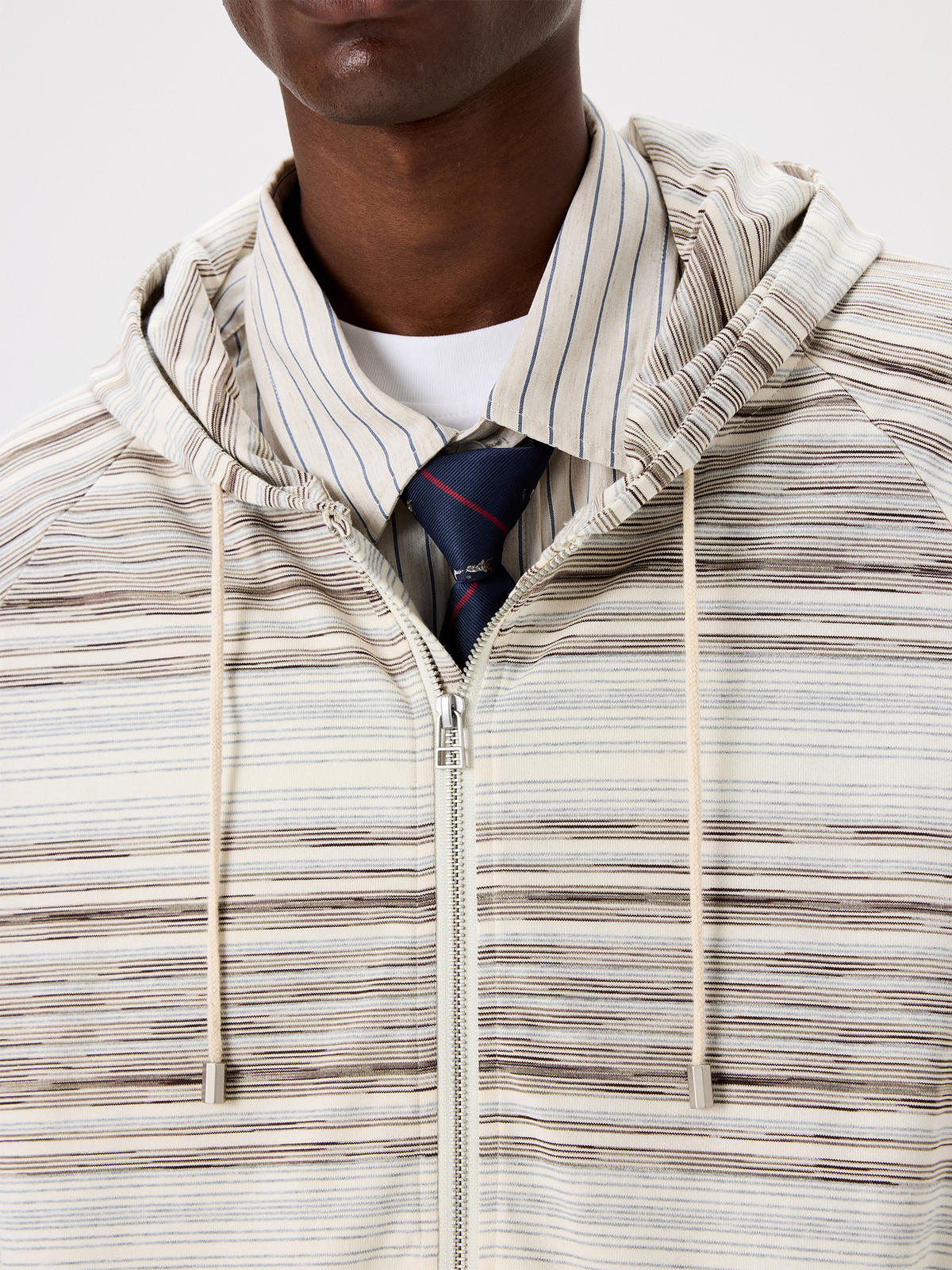 UNLIMITED MOTE Striped Raglan Zip-Up Hoodie, premium urban and streetwear designers apparel on PROJECTISR.com, UNLIMITED MOTE
