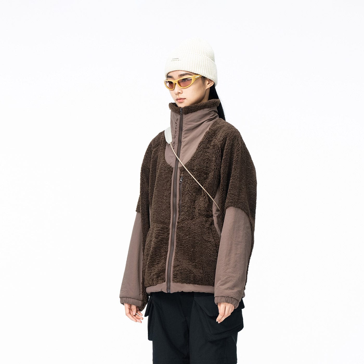 ENSHADOWER Spliced High-Collar Fleece Jacket, premium urban and streetwear designers apparel on PROJECTISR.com, ENSHADOWER