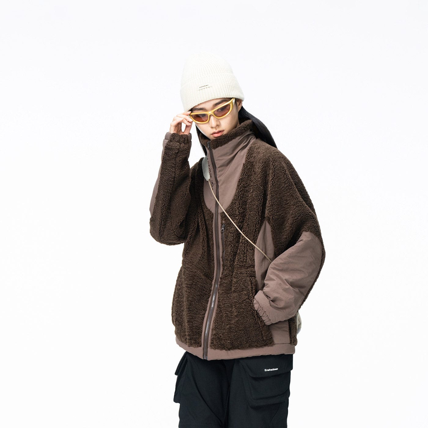 ENSHADOWER Spliced High-Collar Fleece Jacket, premium urban and streetwear designers apparel on PROJECTISR.com, ENSHADOWER