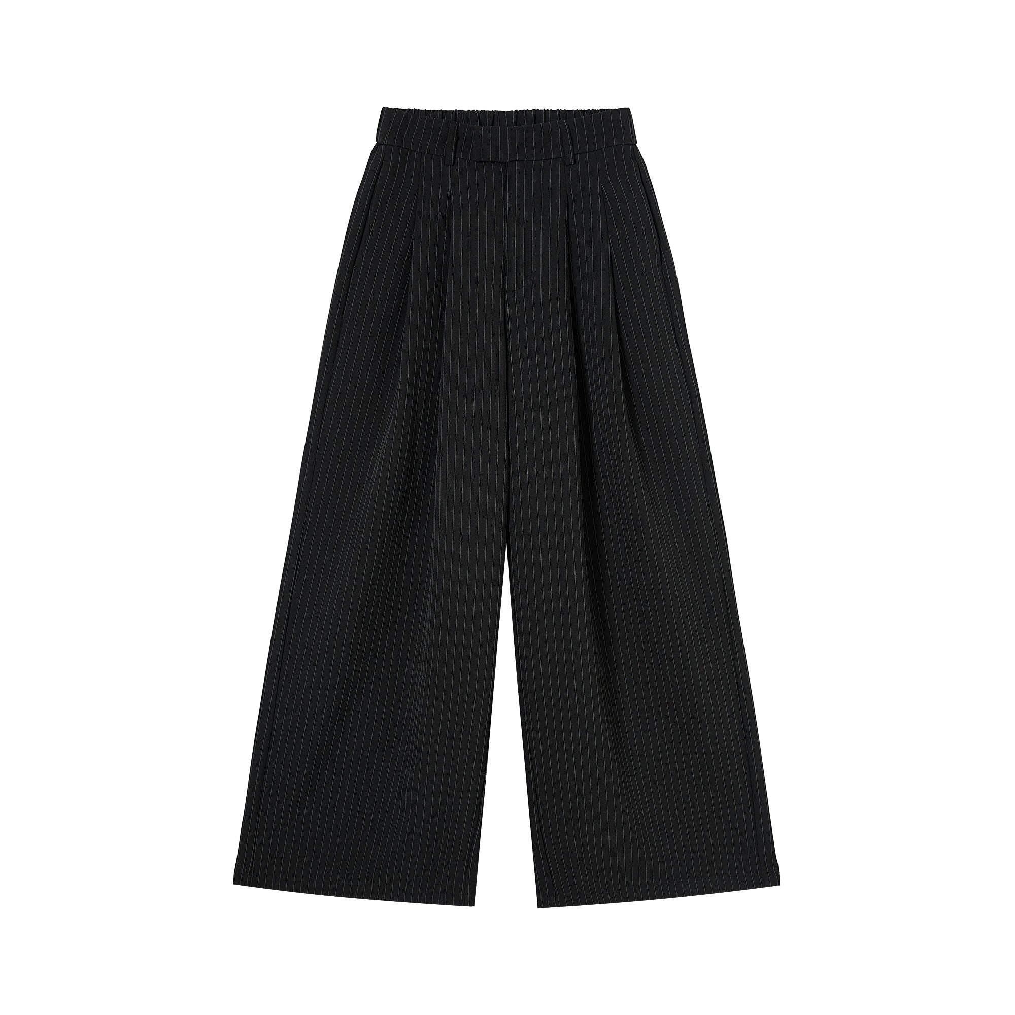 CLP Striped Pleated Wide-Leg Trousers