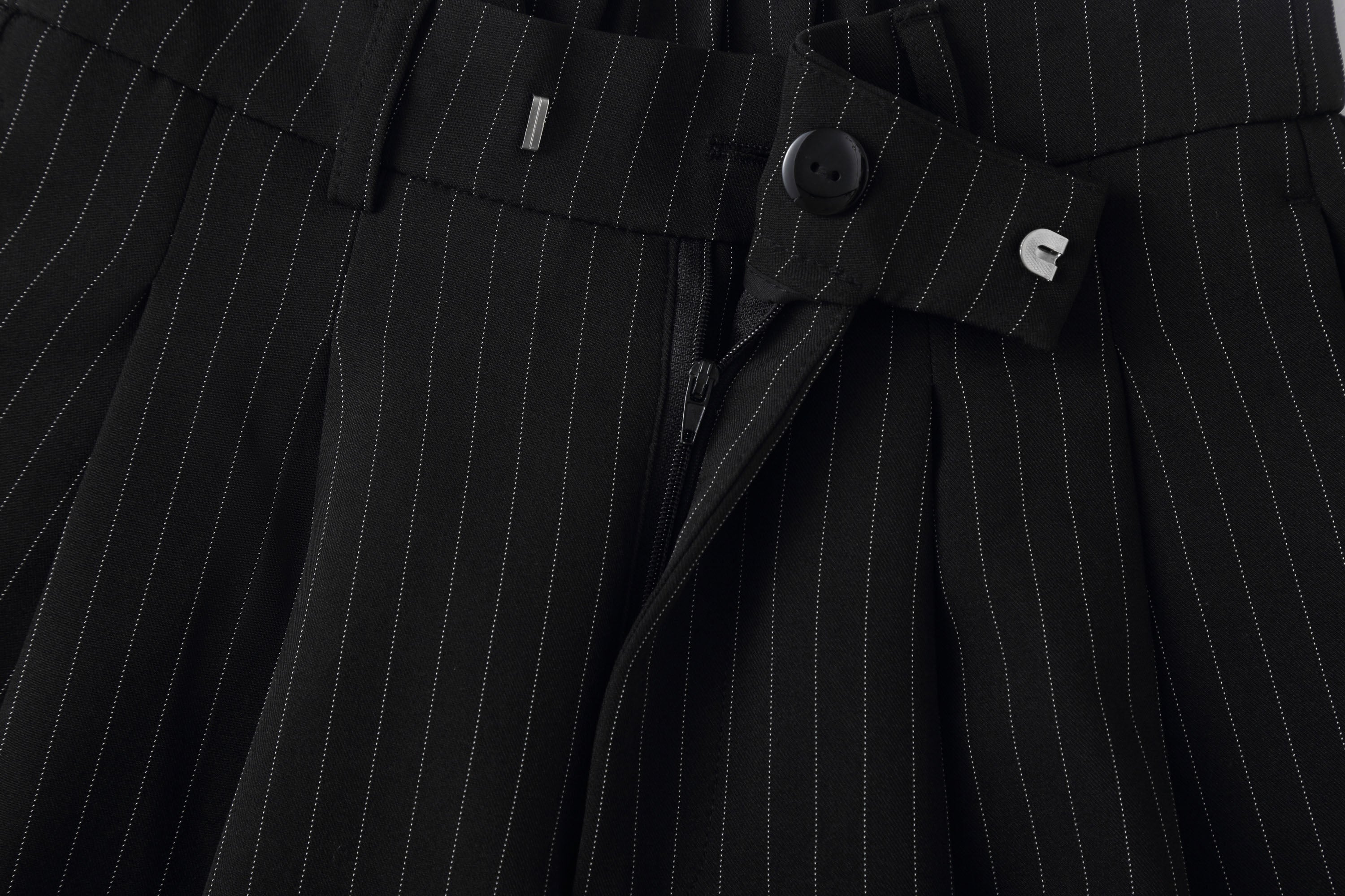CLP Striped Pleated Wide-Leg Trousers