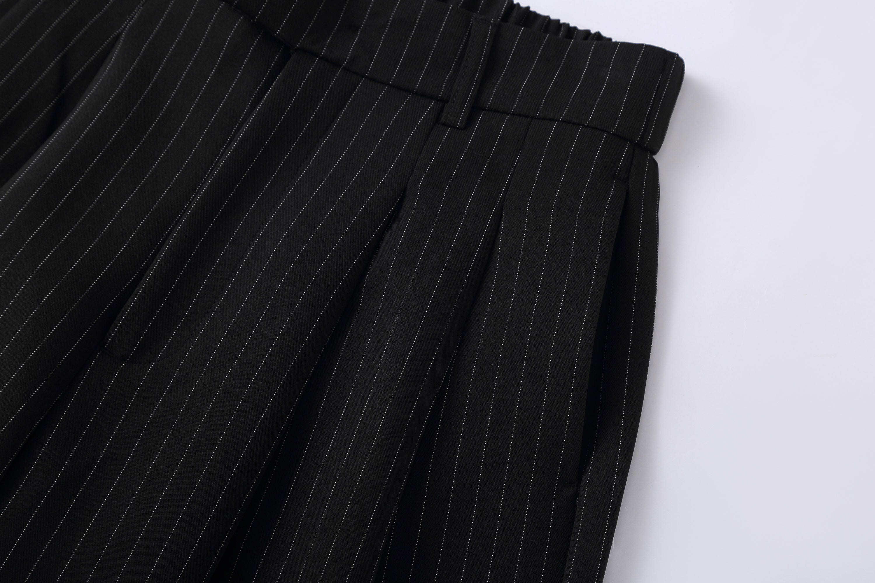 CLP Striped Pleated Wide-Leg Trousers