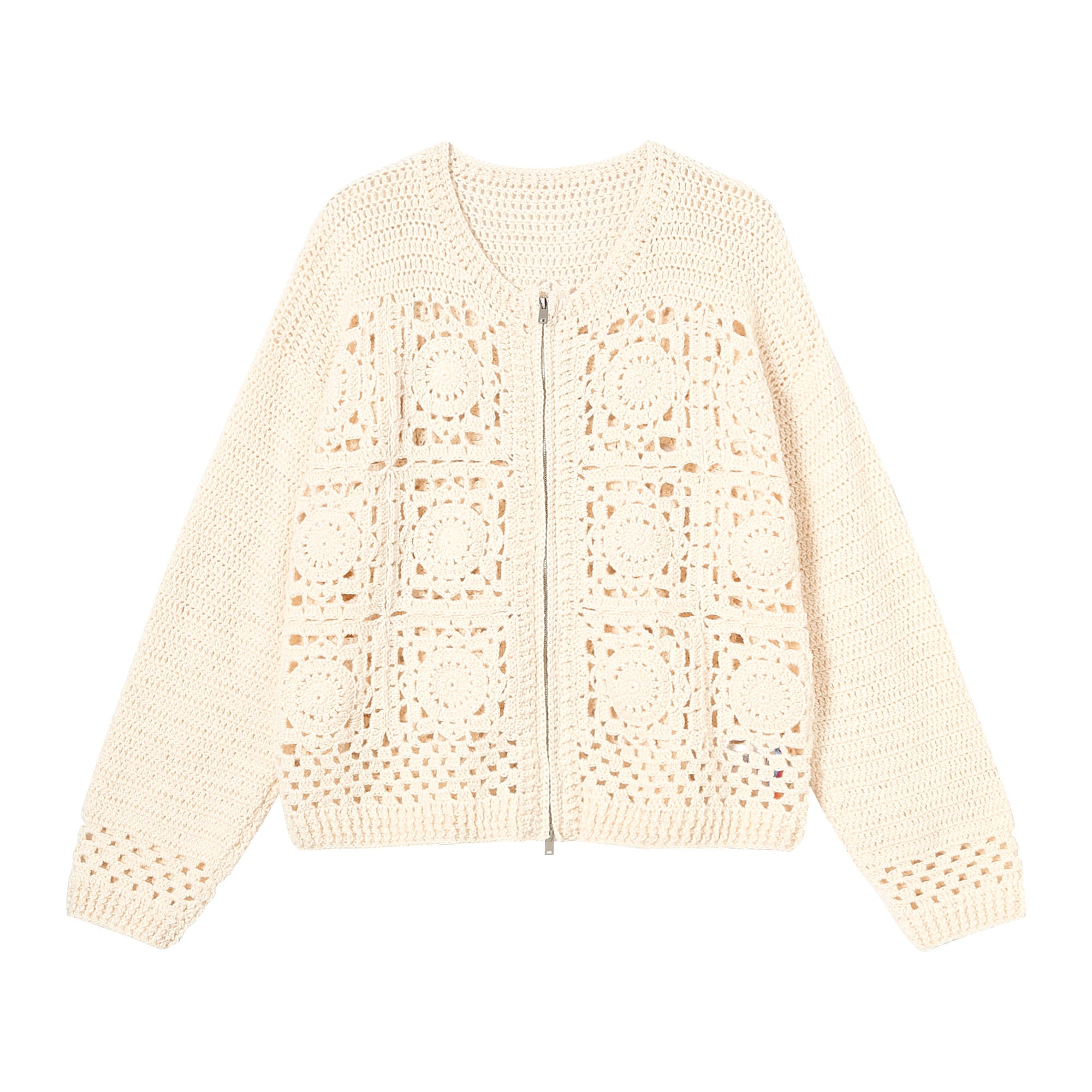 CLP Granny Square Zip Crochet Cardigan