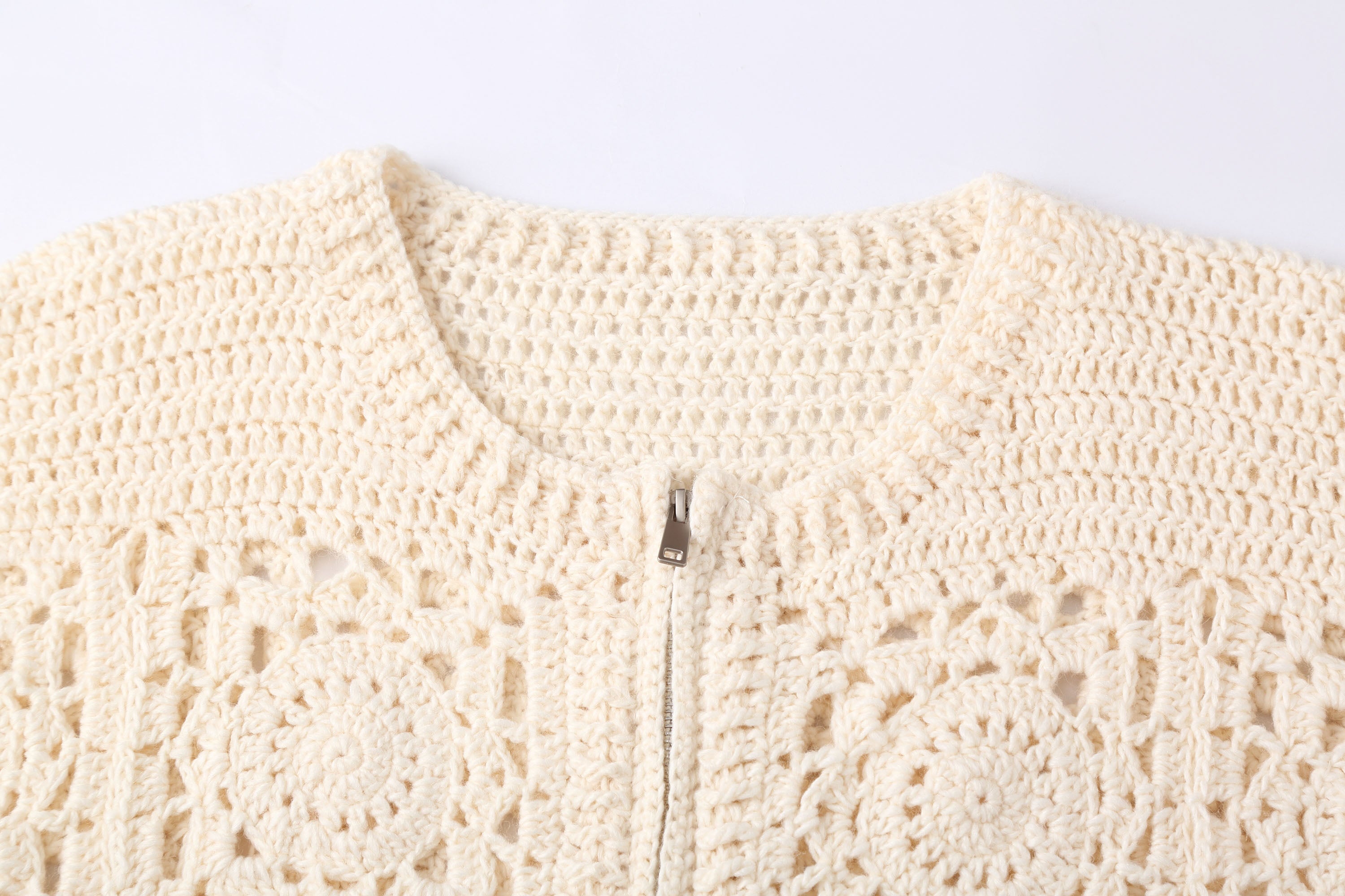 CLP Granny Square Zip Crochet Cardigan