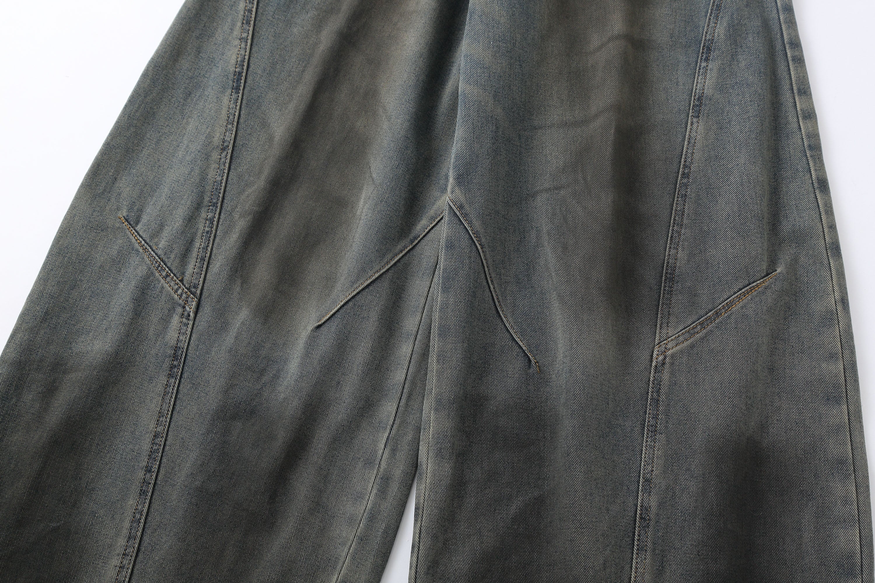 CLP Distressed Slant Panel Oversized Flared Jeans, premium urban and streetwear designers apparel on PROJECTISR.com, CLP