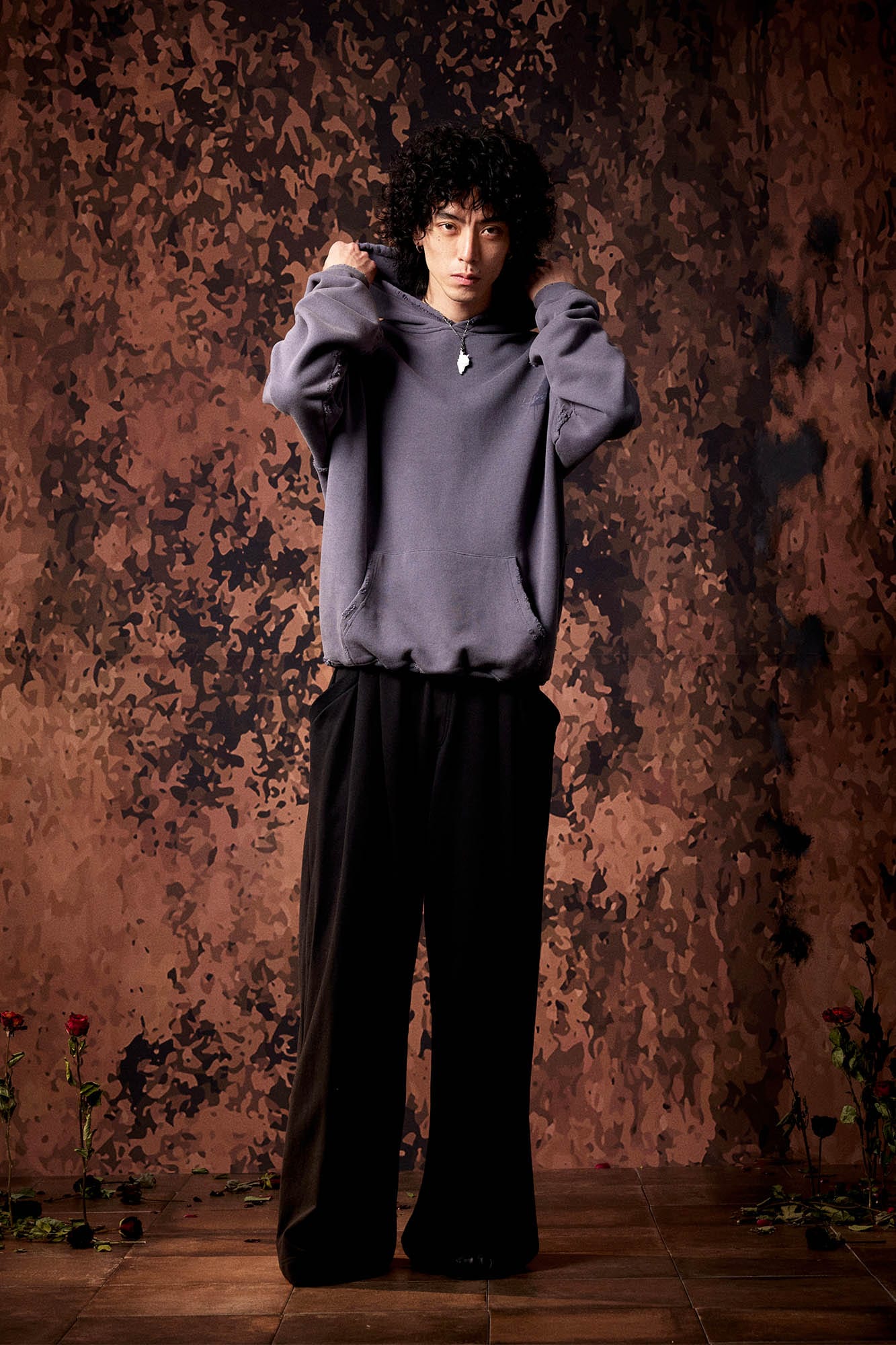 IN EXISTENCE Washed Frayed Graphic Hoodie, premium urban and streetwear designers apparel on PROJECTISR.com, IN EXISTENCE