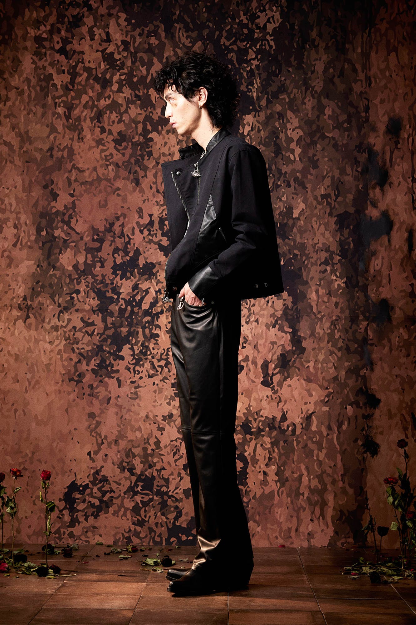 IN EXISTENCE Multi-Zip Asymmetrical Spliced Leather Biker Jacket, premium urban and streetwear designers apparel on PROJECTISR.com, IN EXISTENCE