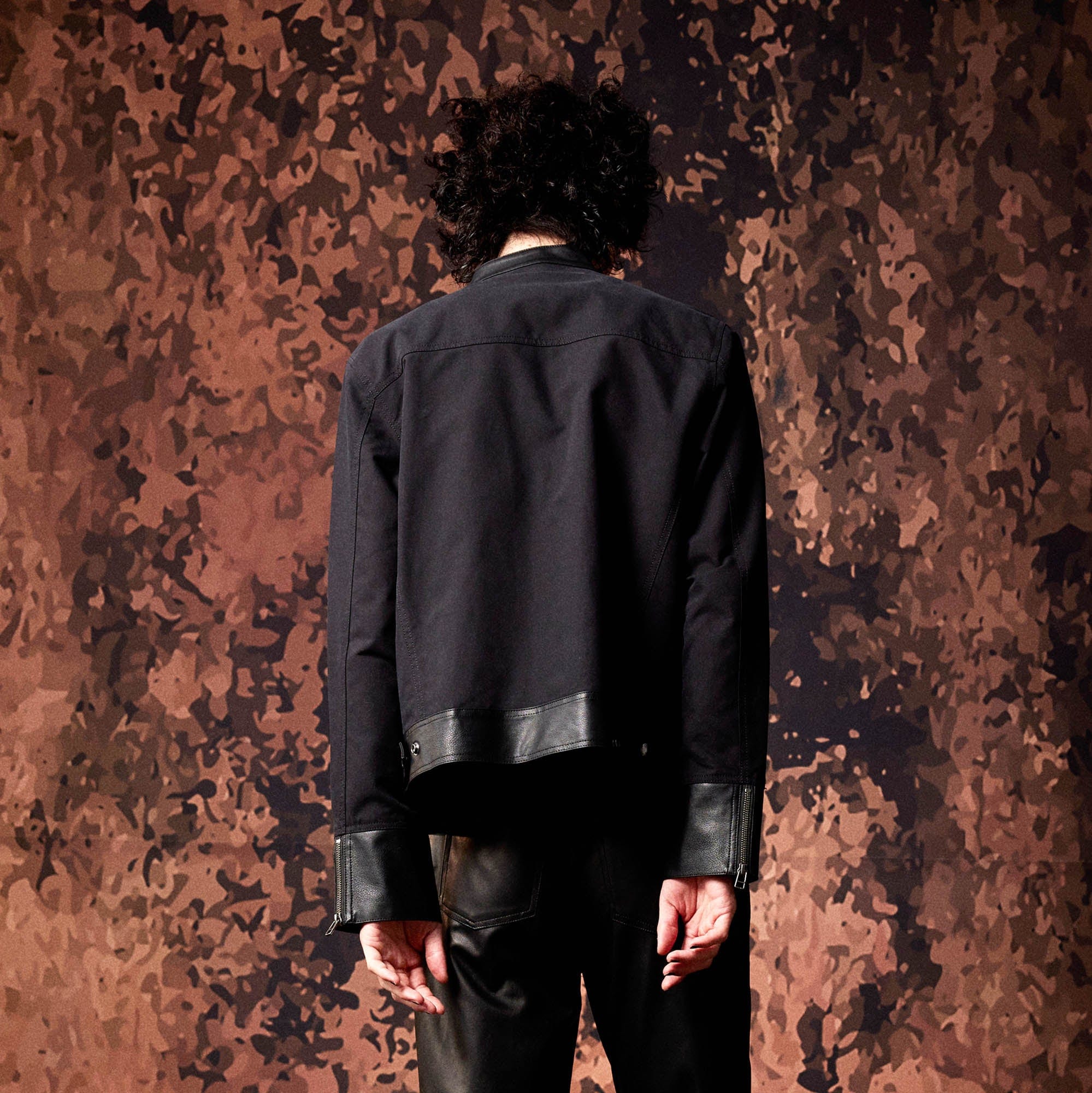 IN EXISTENCE Multi-Zip Asymmetrical Spliced Leather Biker Jacket, premium urban and streetwear designers apparel on PROJECTISR.com, IN EXISTENCE