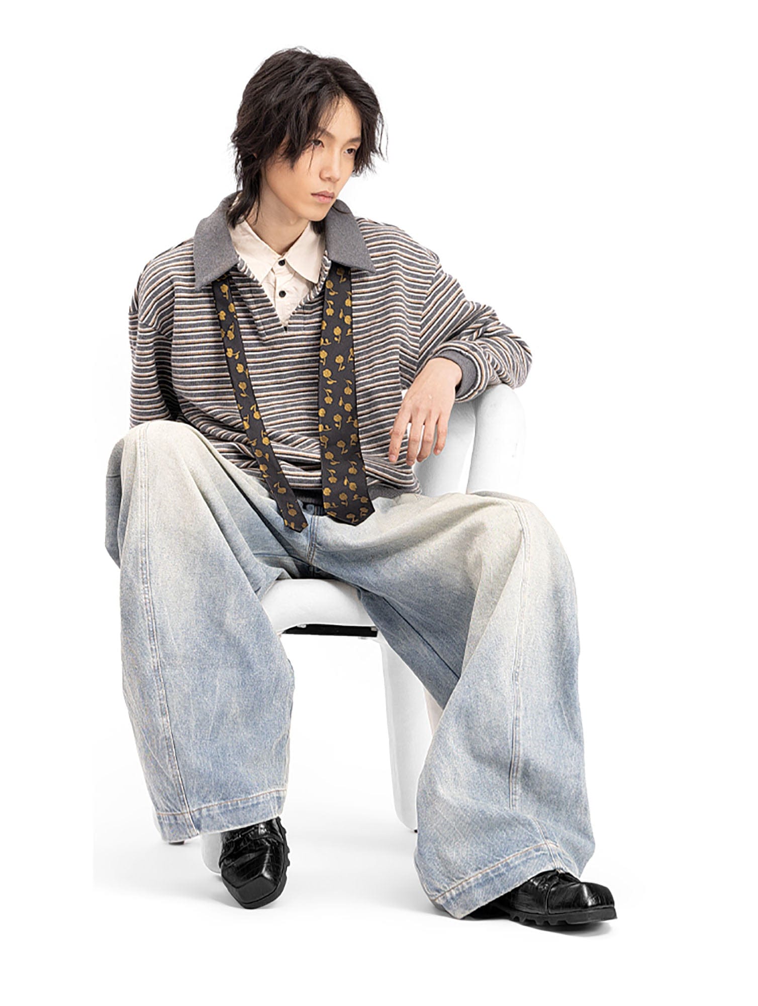 REWRITE Croc-Embossed Square-Toe Derby Shoes, premium urban and streetwear designers apparel on PROJECTISR.com, REWRITE
