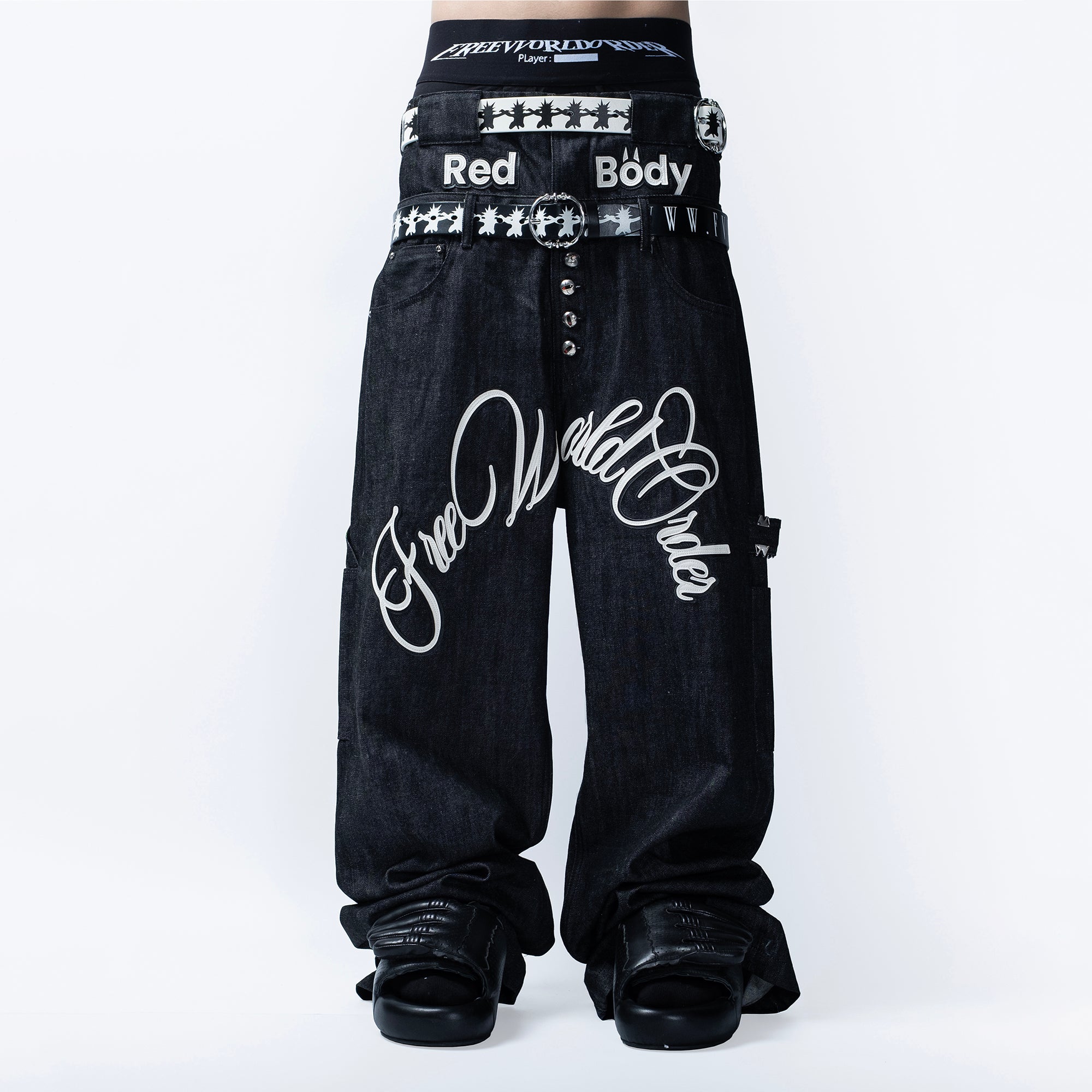 FVVO Skull Kid Full-Print Punk Leather Belt