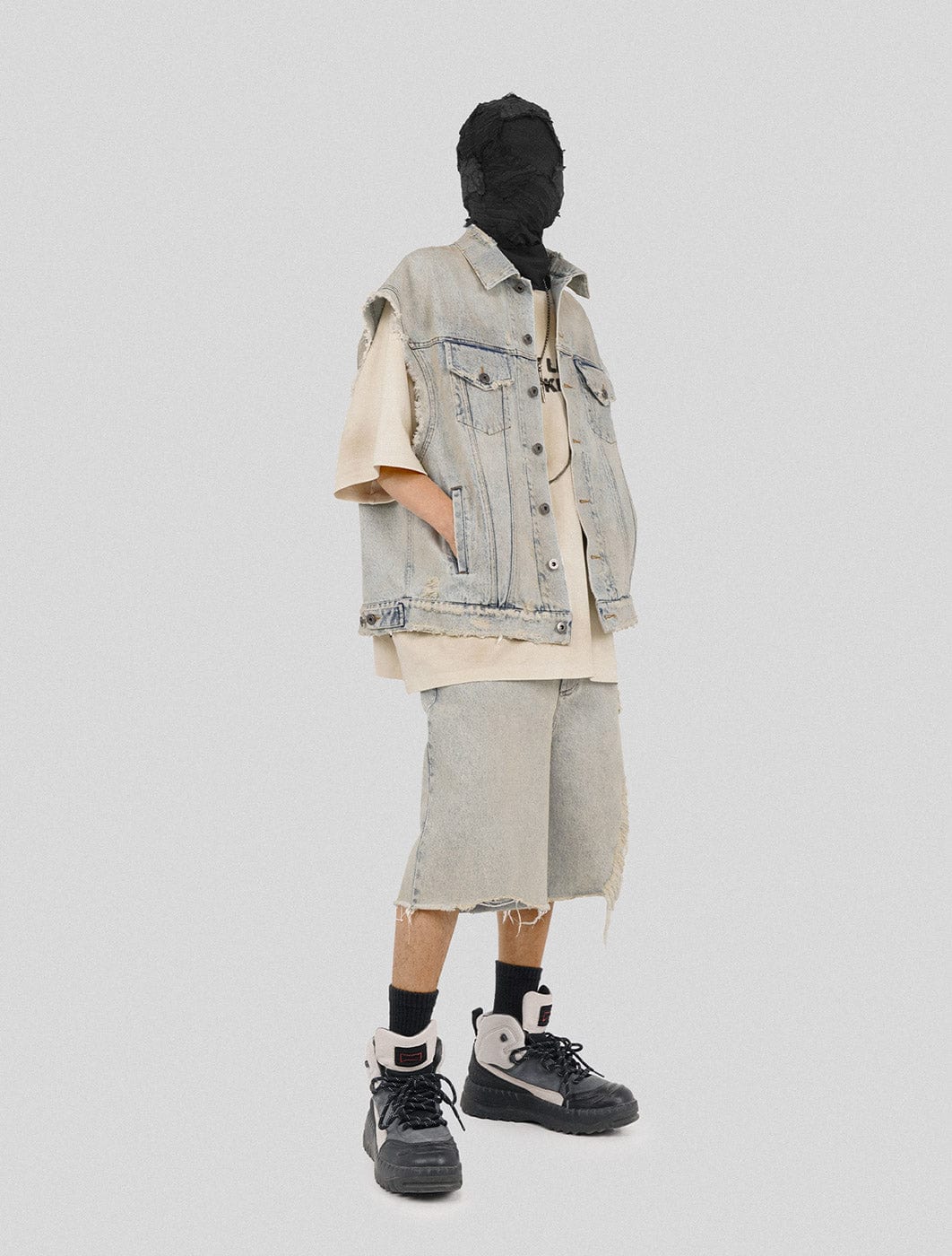 UNDERWATER Raw Edge Washed Denim Shorts, premium urban and streetwear designers apparel on PROJECTISR.com, UNDERWATER